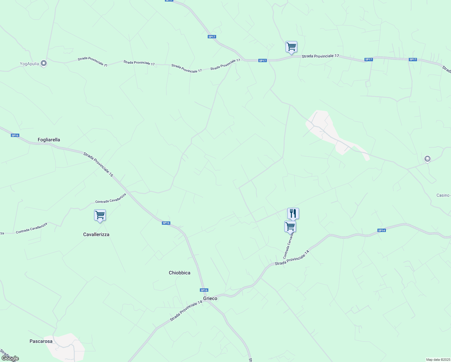 map of restaurants, bars, coffee shops, grocery stores, and more near Unnamed Road in Brindisi