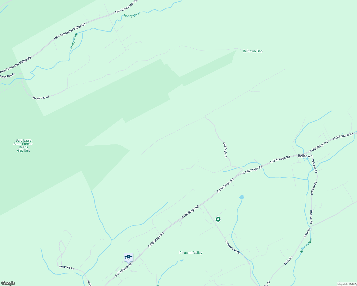 map of restaurants, bars, coffee shops, grocery stores, and more near 590 Bald Eagle Lane in McClure