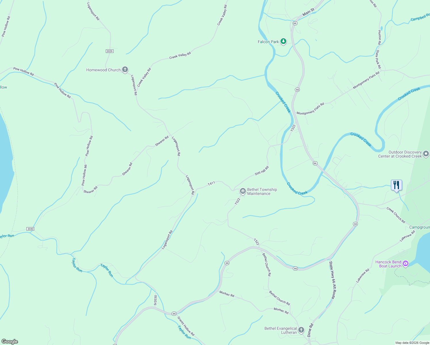 map of restaurants, bars, coffee shops, grocery stores, and more near 334 Logansport Road in Apollo