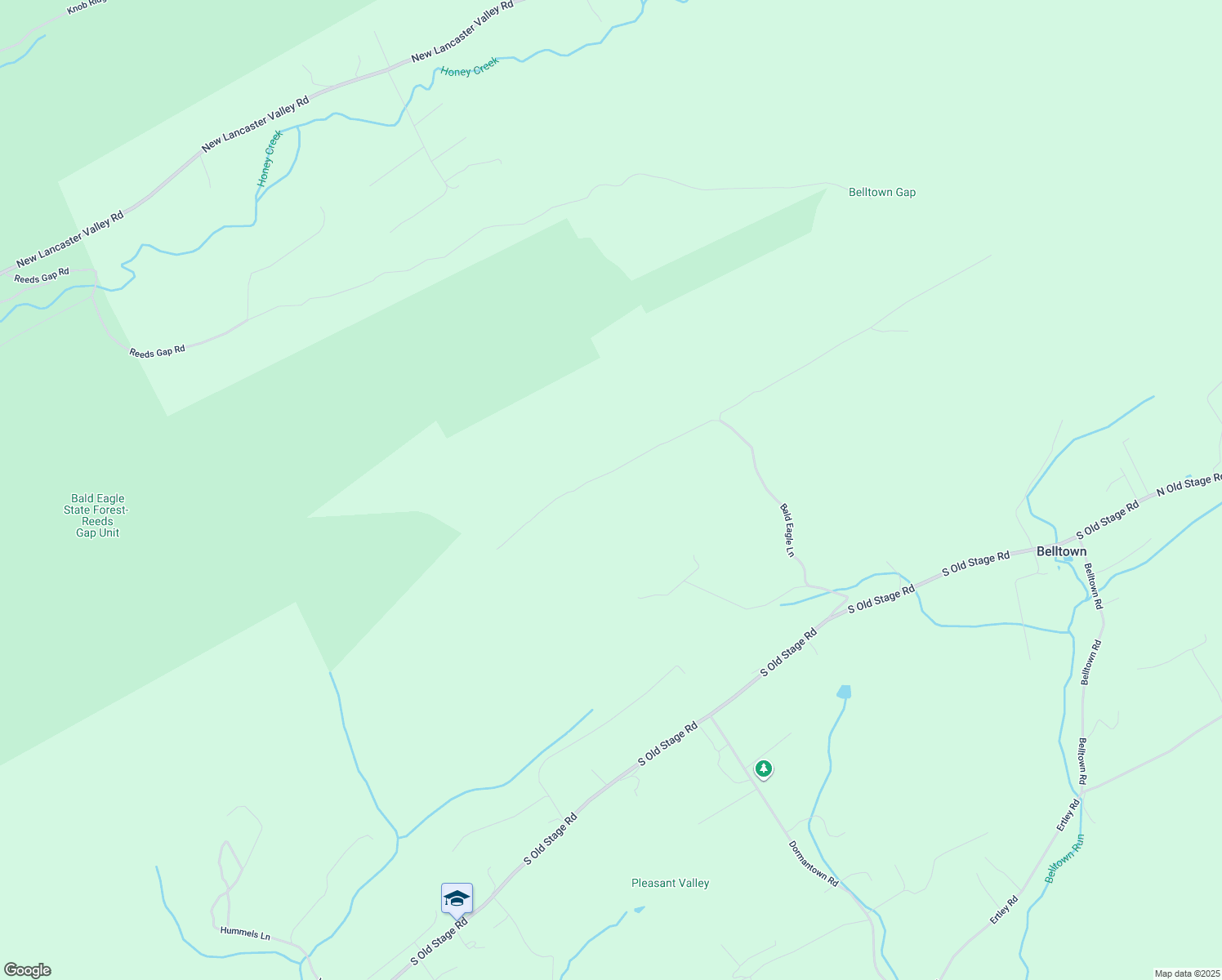 map of restaurants, bars, coffee shops, grocery stores, and more near 590 Bald Eagle Lane in McClure