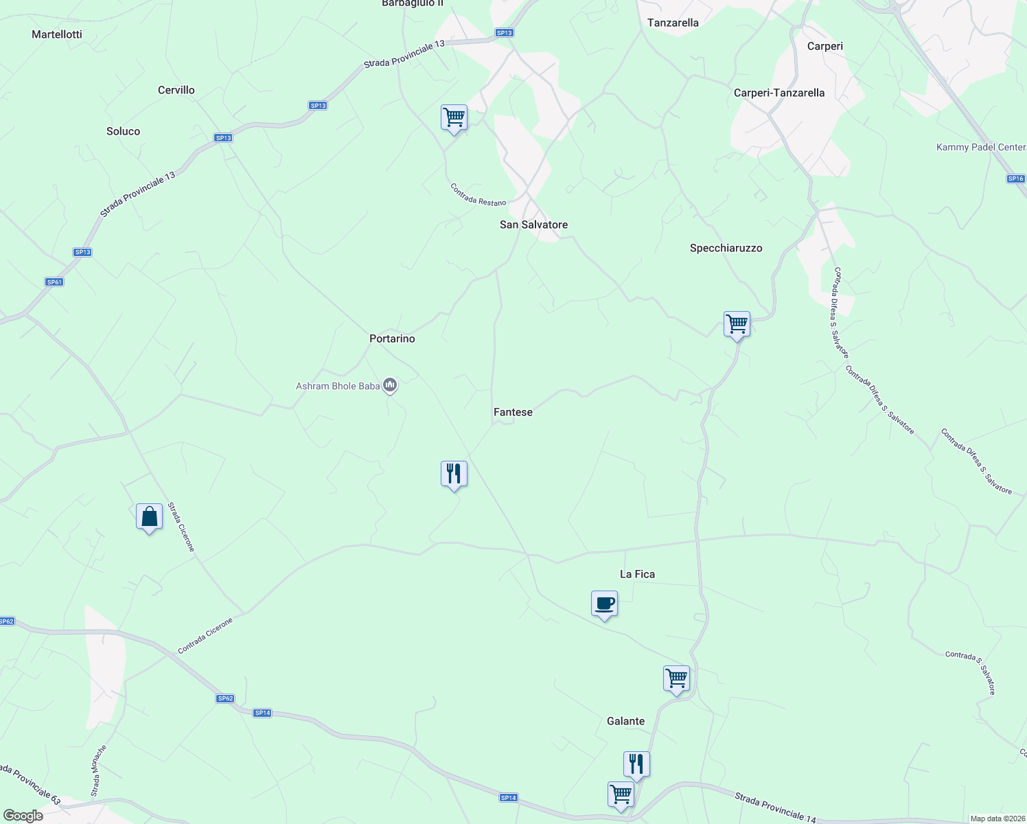 map of restaurants, bars, coffee shops, grocery stores, and more near in Fantese