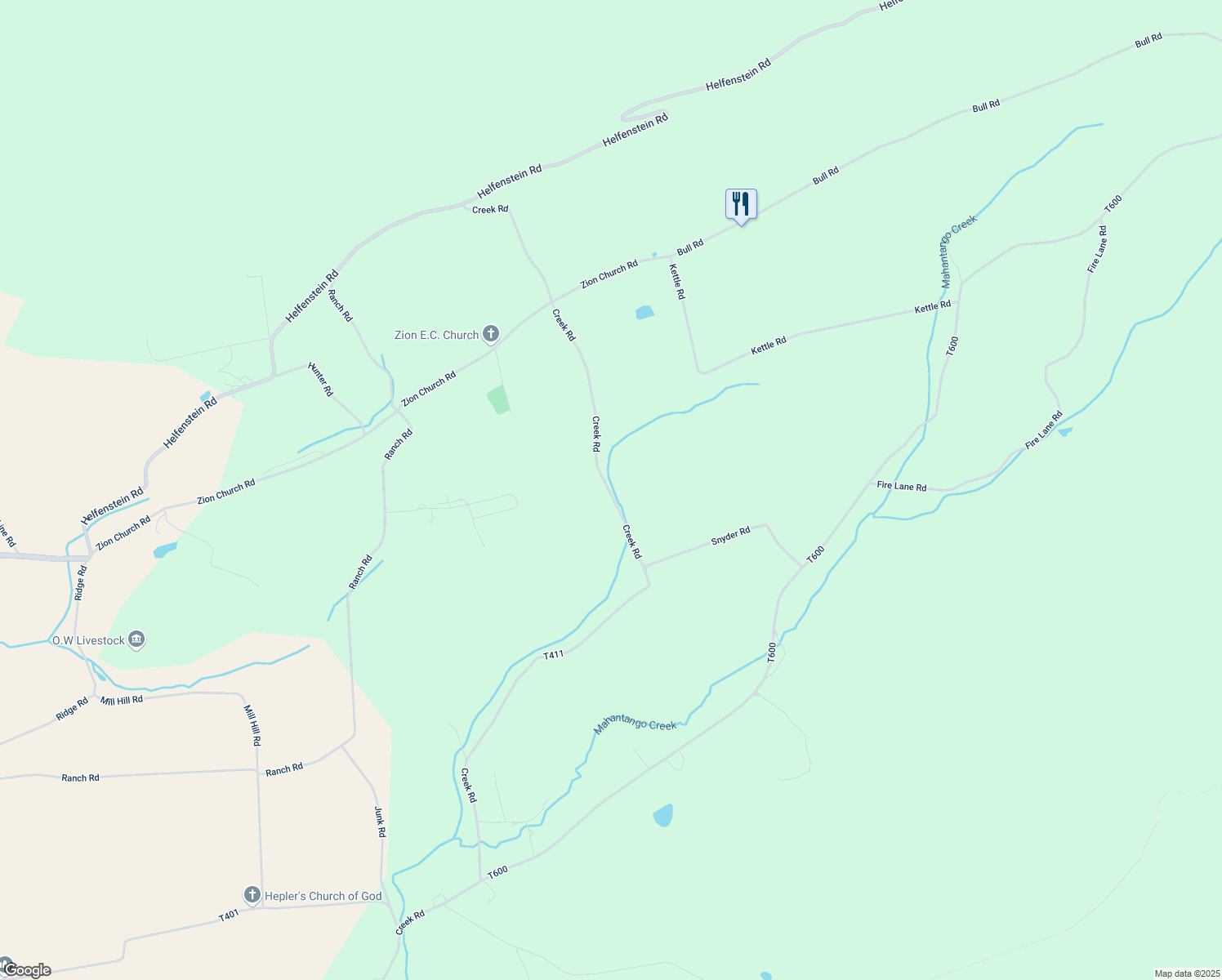 map of restaurants, bars, coffee shops, grocery stores, and more near 1836 Creek Road in Pitman