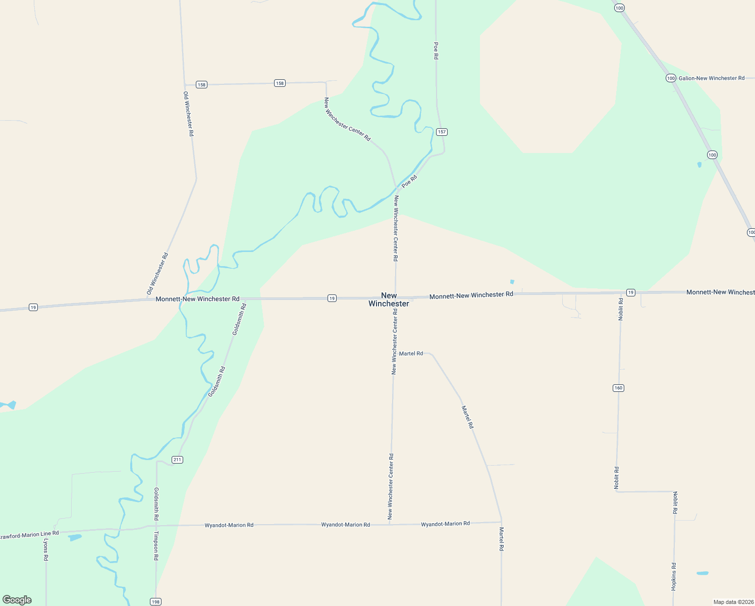 map of restaurants, bars, coffee shops, grocery stores, and more near 3971 Monnett-New Winchester Road in Bucyrus