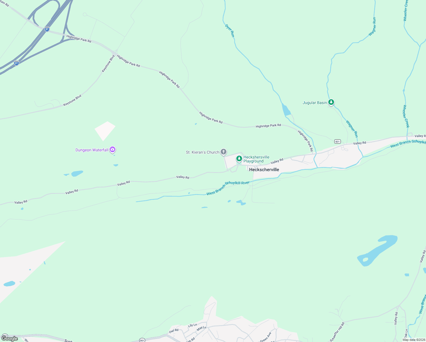 map of restaurants, bars, coffee shops, grocery stores, and more near 553 Valley Road in Pottsville