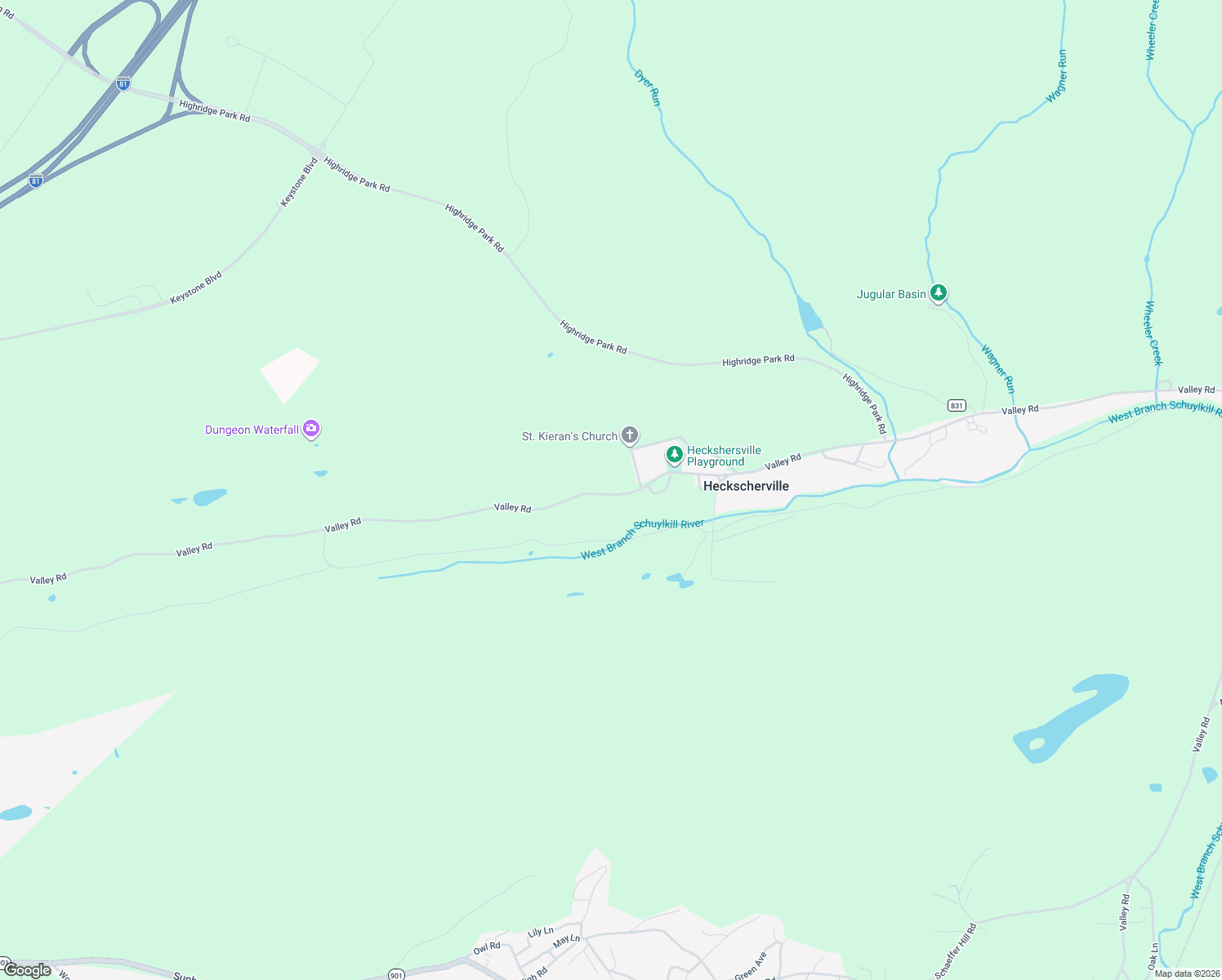map of restaurants, bars, coffee shops, grocery stores, and more near 553 Valley Road in Pottsville