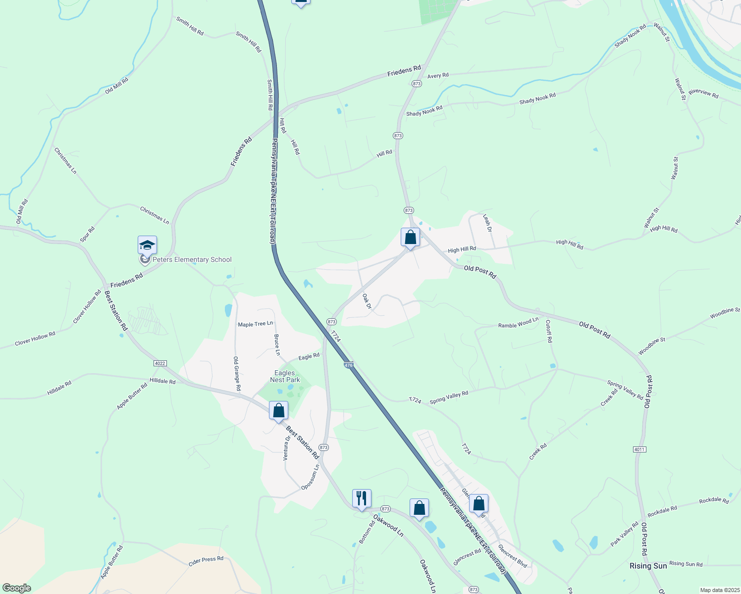 map of restaurants, bars, coffee shops, grocery stores, and more near in Lehigh County