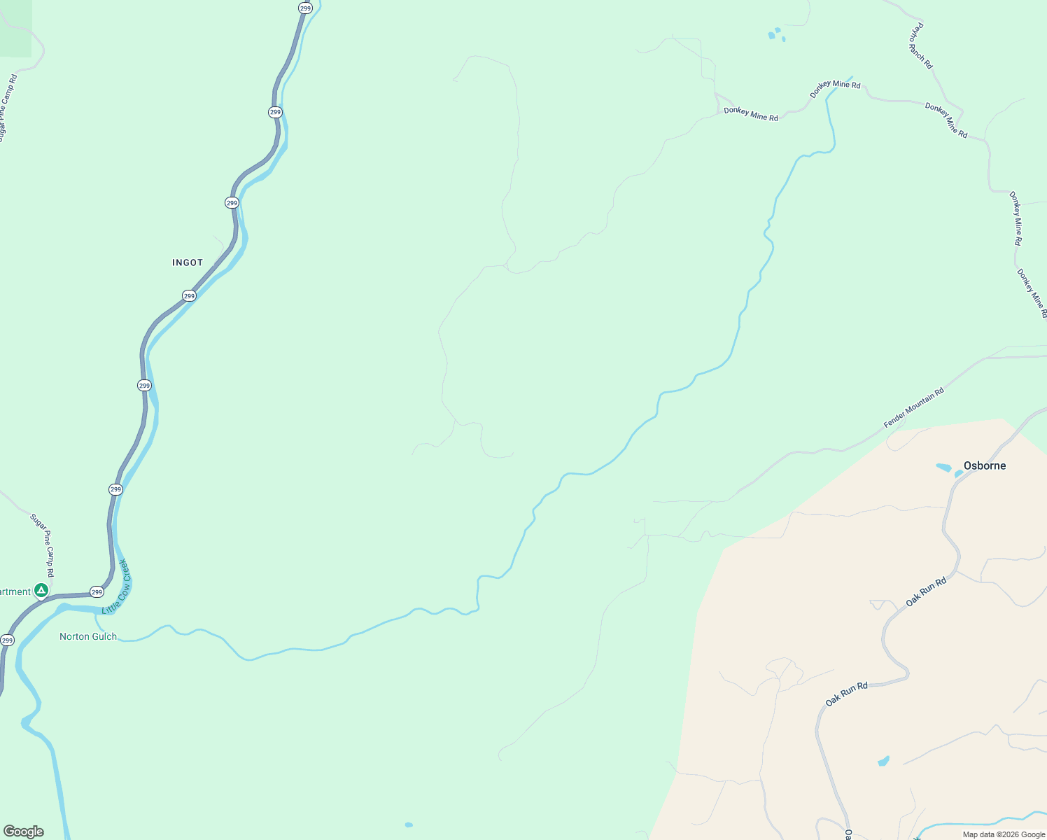 map of restaurants, bars, coffee shops, grocery stores, and more near 26313 Donkey Mine Road in Oak Run