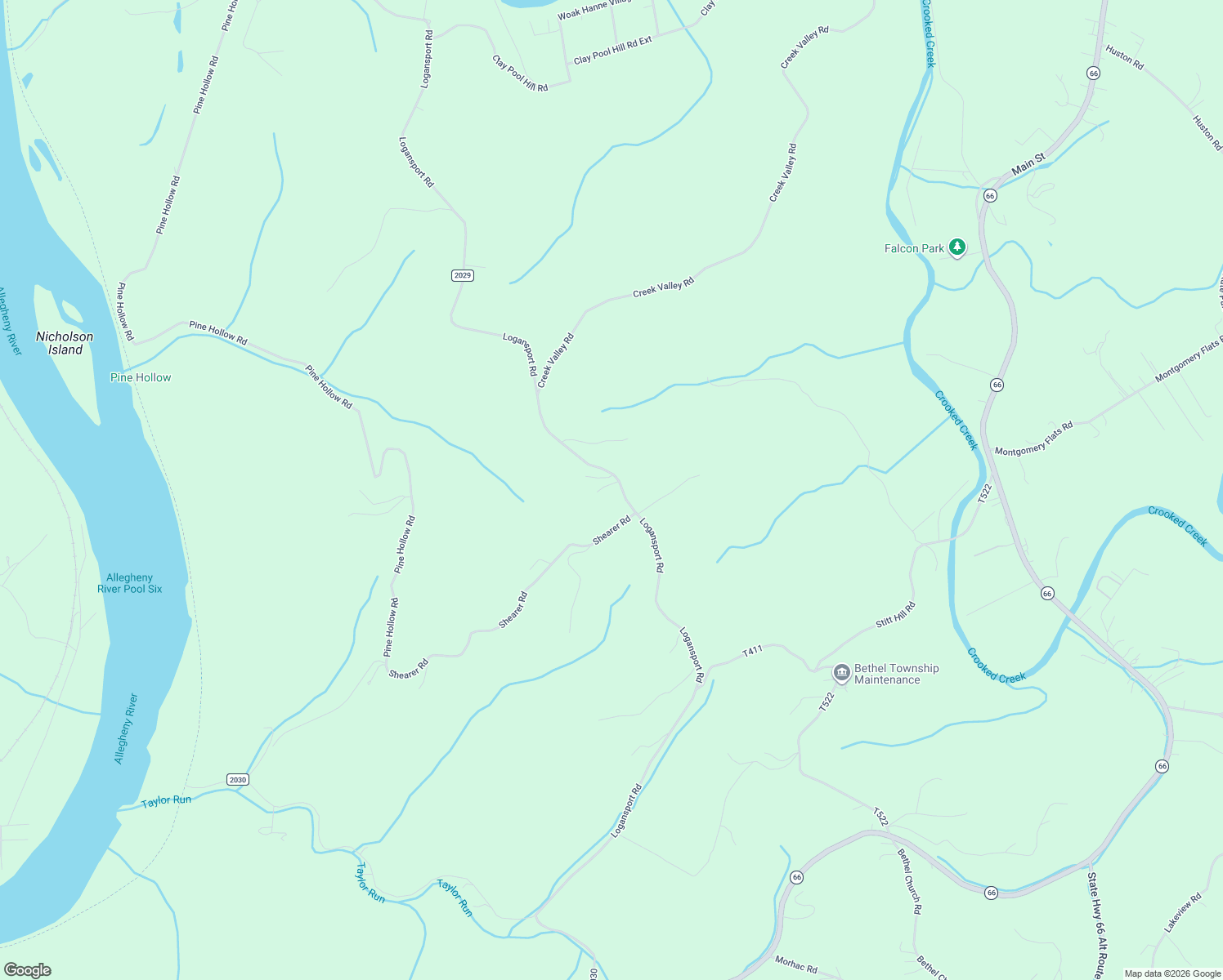 map of restaurants, bars, coffee shops, grocery stores, and more near 447 Logansport Road in Ford City
