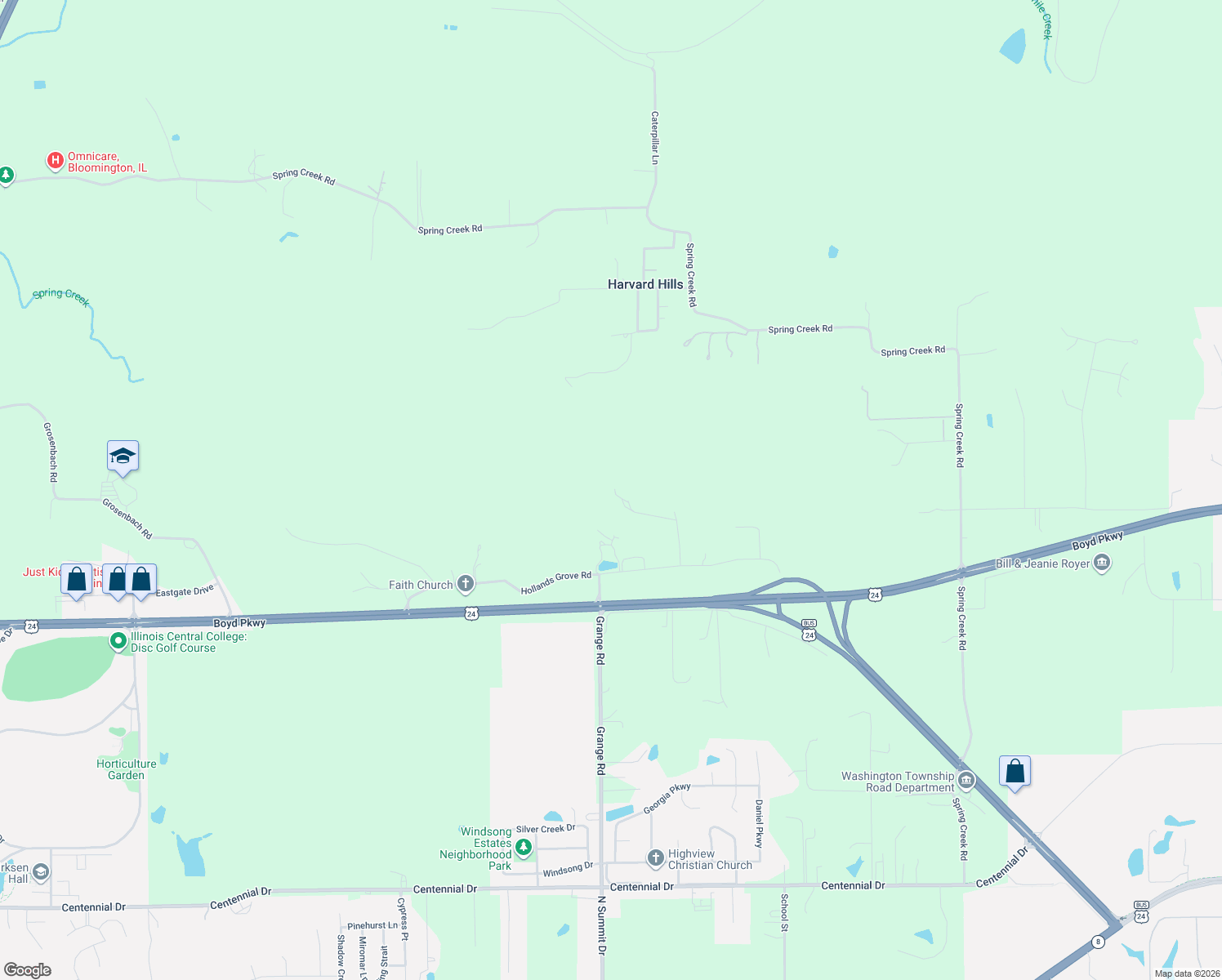 map of restaurants, bars, coffee shops, grocery stores, and more near 2265 Hollands Grove Road in Washington
