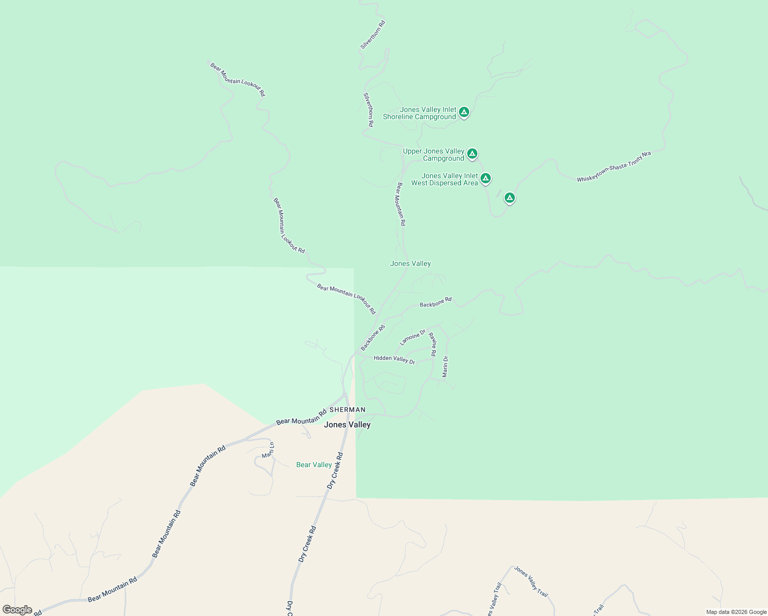 map of restaurants, bars, coffee shops, grocery stores, and more near 22108 Backbone Road in Redding