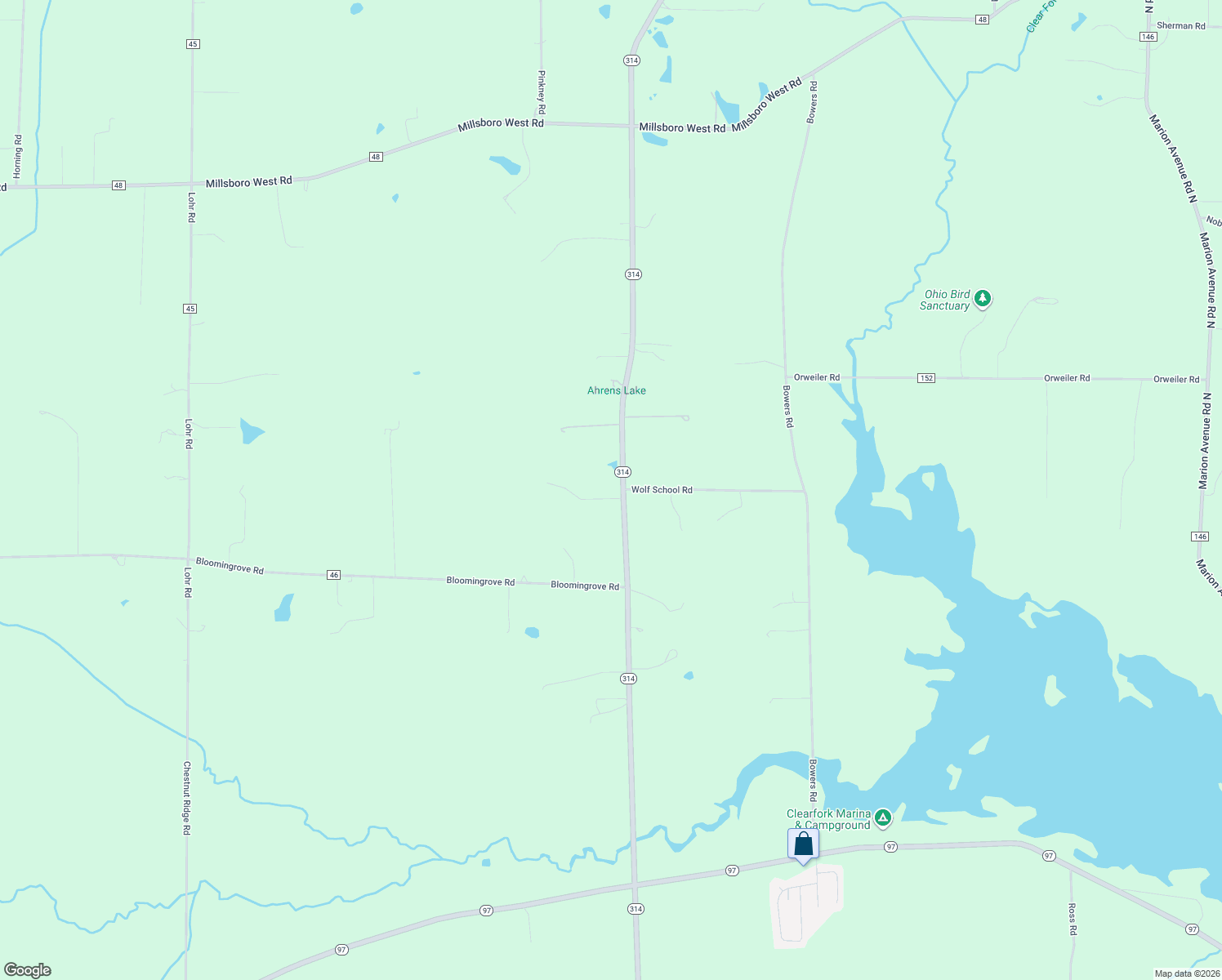map of restaurants, bars, coffee shops, grocery stores, and more near 1376 Ohio 314 in Ontario