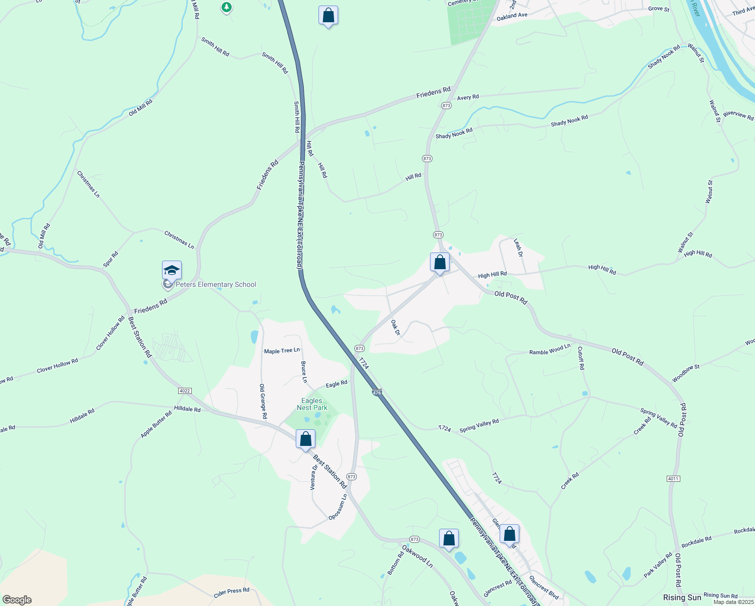 map of restaurants, bars, coffee shops, grocery stores, and more near 3618 Church Street in Slatington