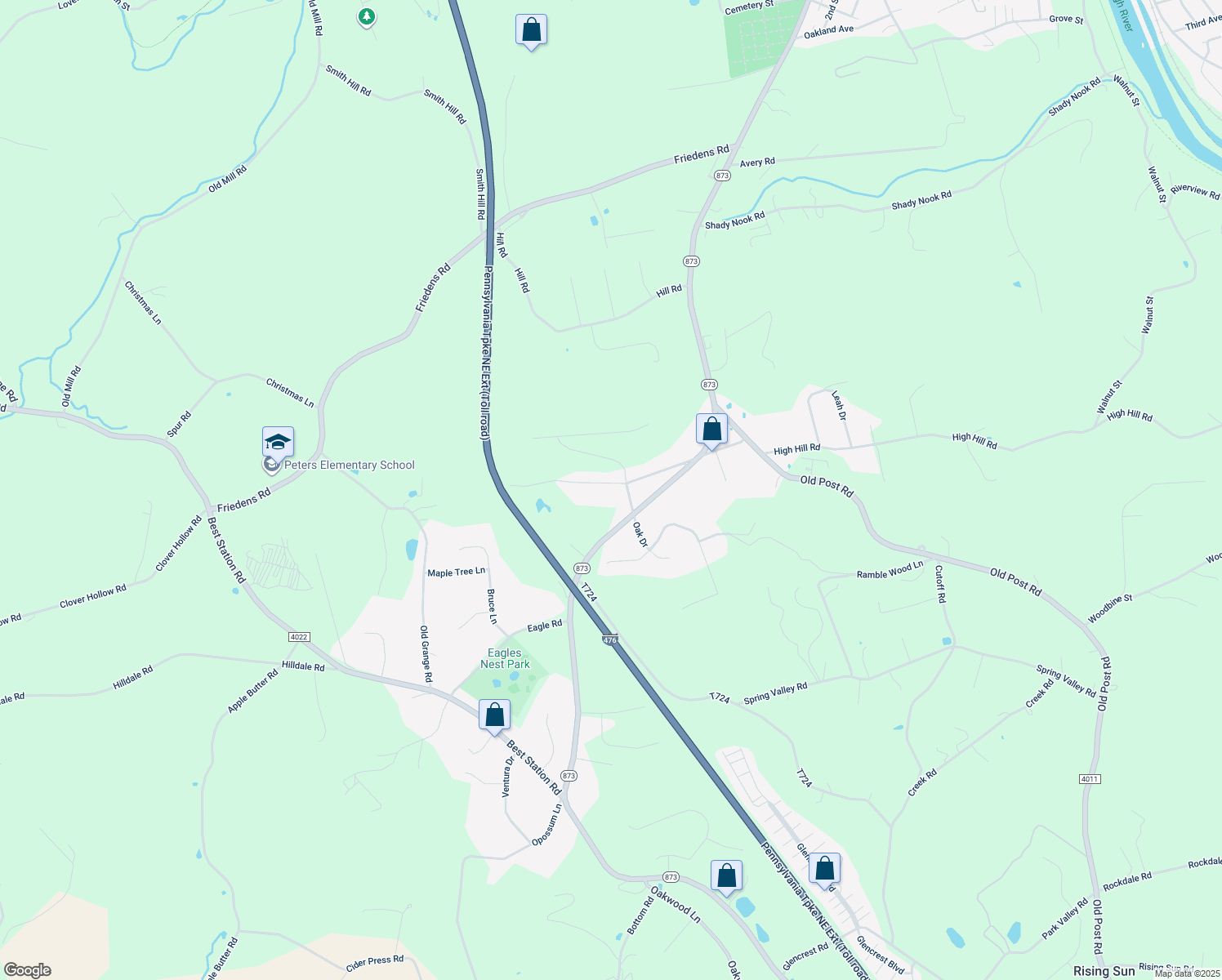 map of restaurants, bars, coffee shops, grocery stores, and more near 3618 Church Street in Slatington