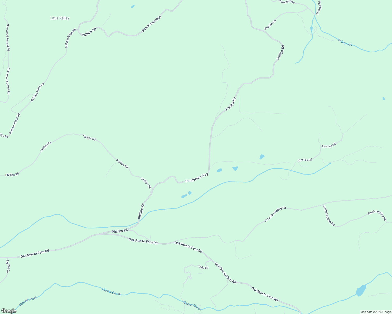 map of restaurants, bars, coffee shops, grocery stores, and more near 14976 Phillips Road in Oak Run