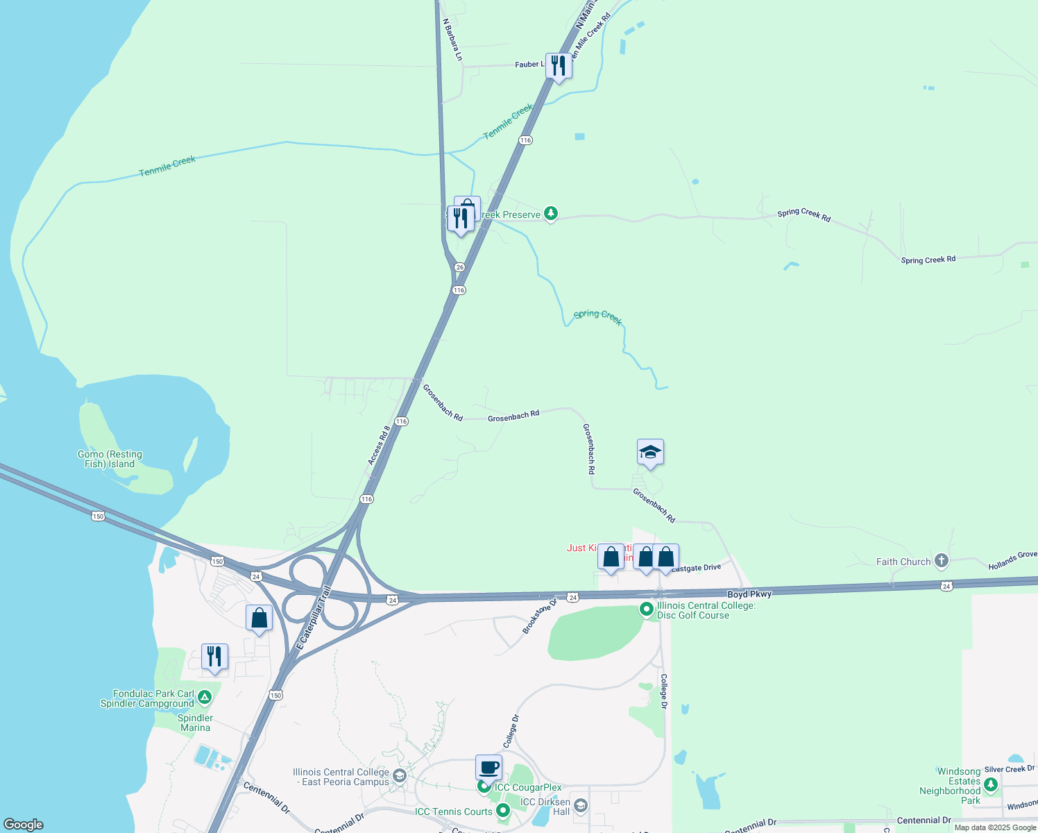 map of restaurants, bars, coffee shops, grocery stores, and more near 22201 Grosenbach Road in Washington