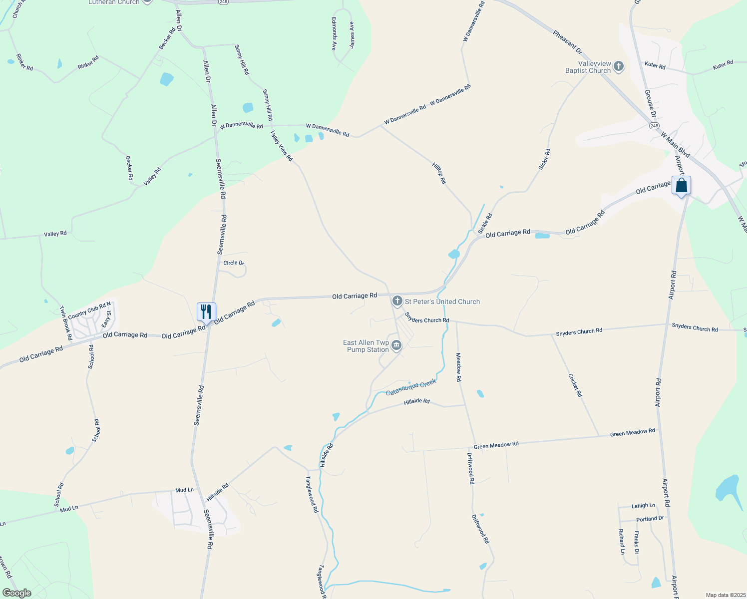 map of restaurants, bars, coffee shops, grocery stores, and more near 5150 Old Carriage Road in Northampton