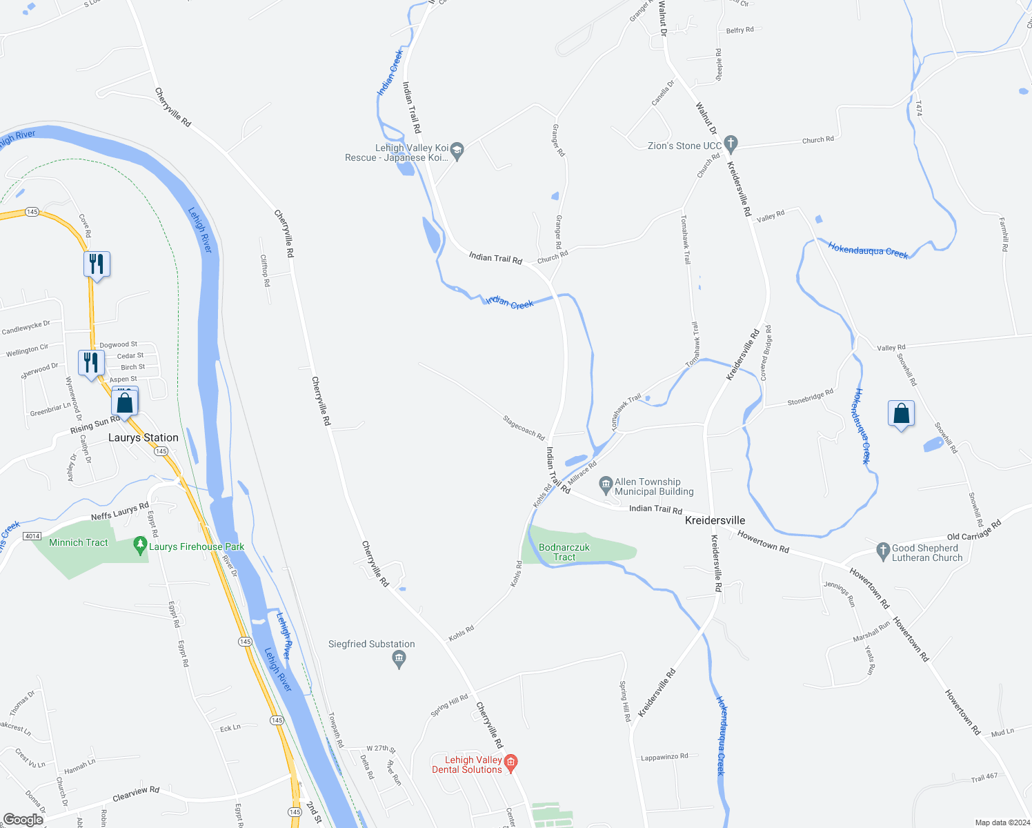 map of restaurants, bars, coffee shops, grocery stores, and more near 260 Stagecoach Road in Northampton