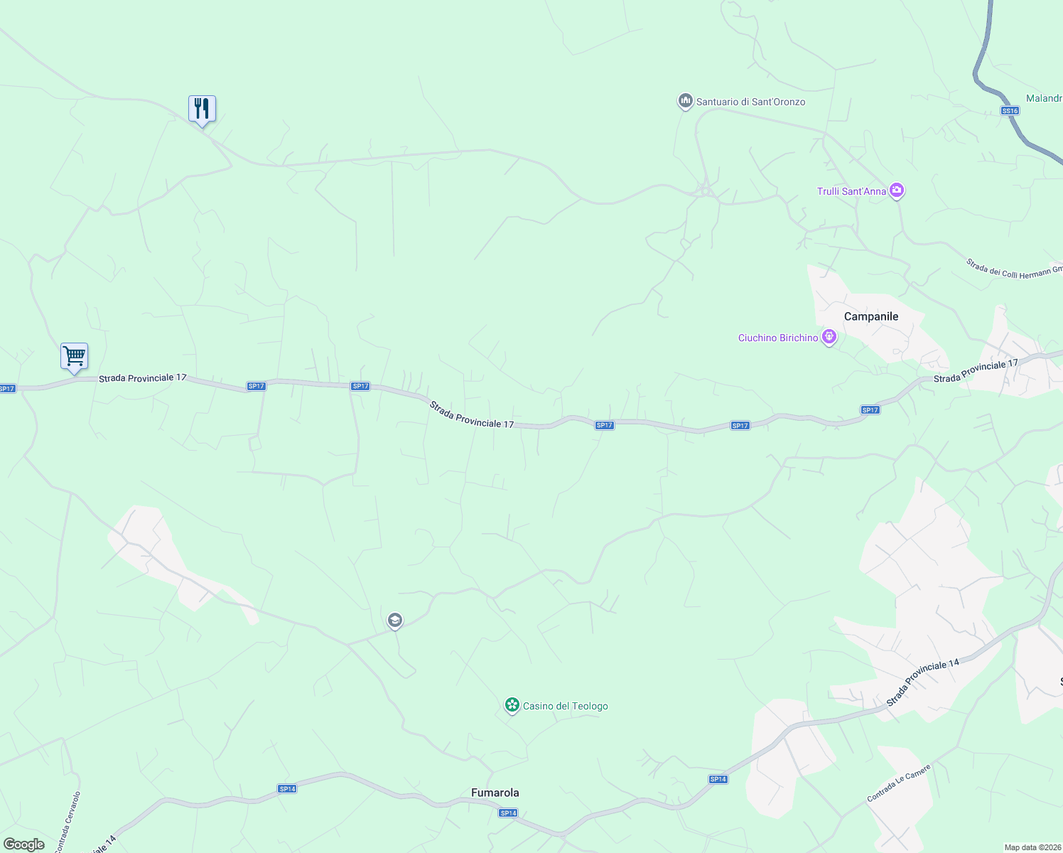 map of restaurants, bars, coffee shops, grocery stores, and more near Strada Provinciale 17 in Brindisi