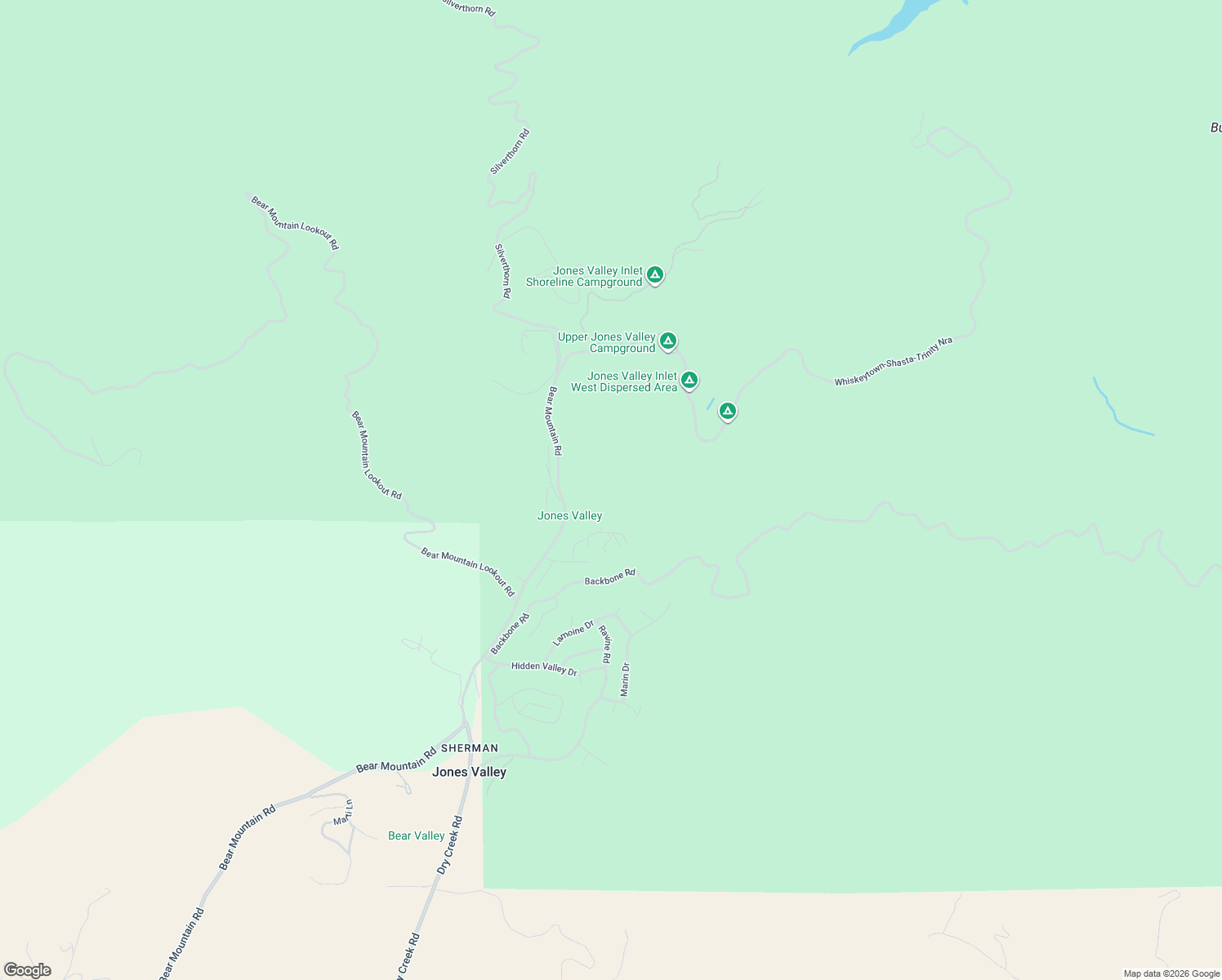 map of restaurants, bars, coffee shops, grocery stores, and more near 8101 Bear Mountain Road in Redding