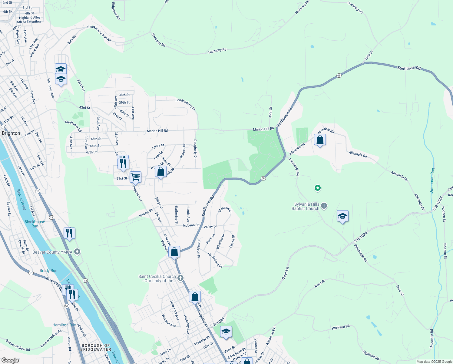 map of restaurants, bars, coffee shops, grocery stores, and more near 817 Coleman Drive in Rochester