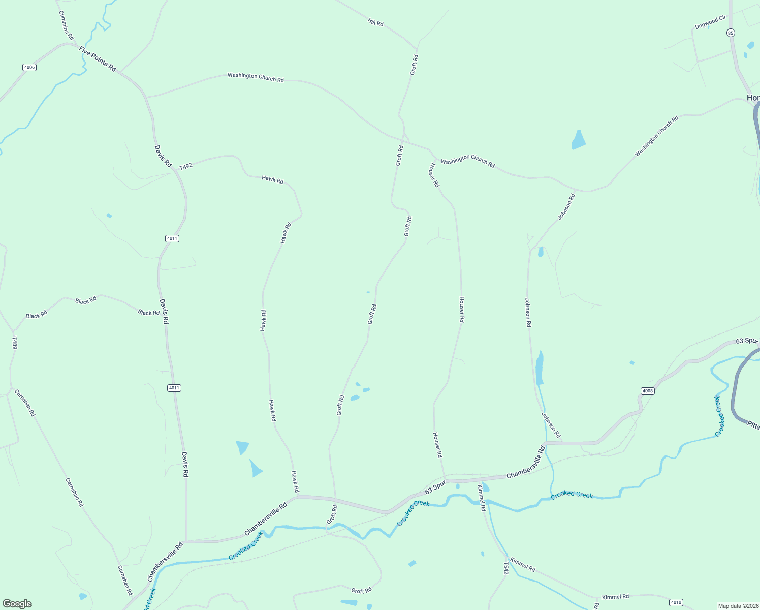 map of restaurants, bars, coffee shops, grocery stores, and more near 3862 Groft Road in Home