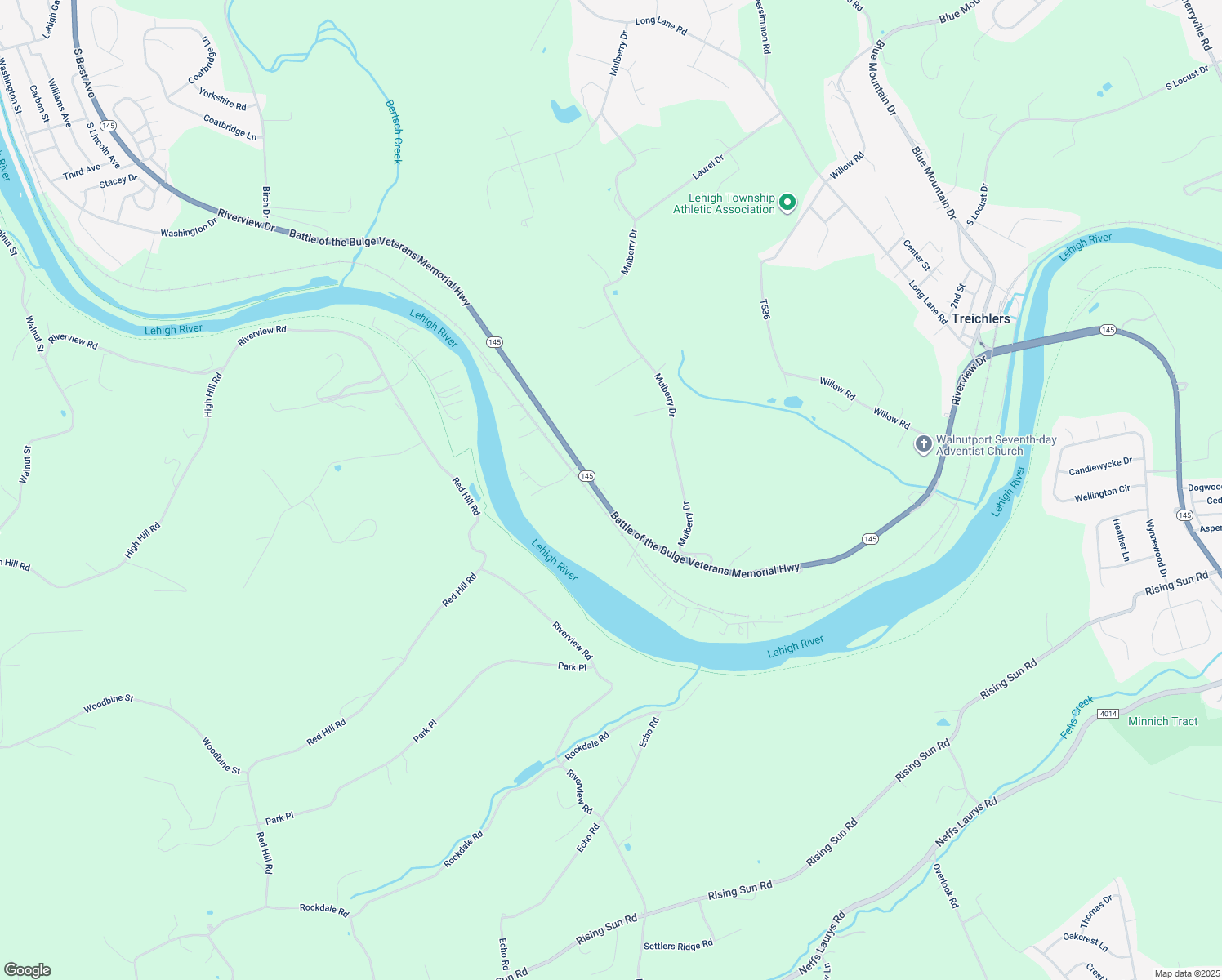 map of restaurants, bars, coffee shops, grocery stores, and more near 248 Riverview Dr in Walnutport