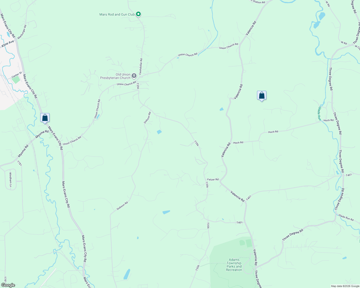 map of restaurants, bars, coffee shops, grocery stores, and more near 238 Stoup Road in Mars