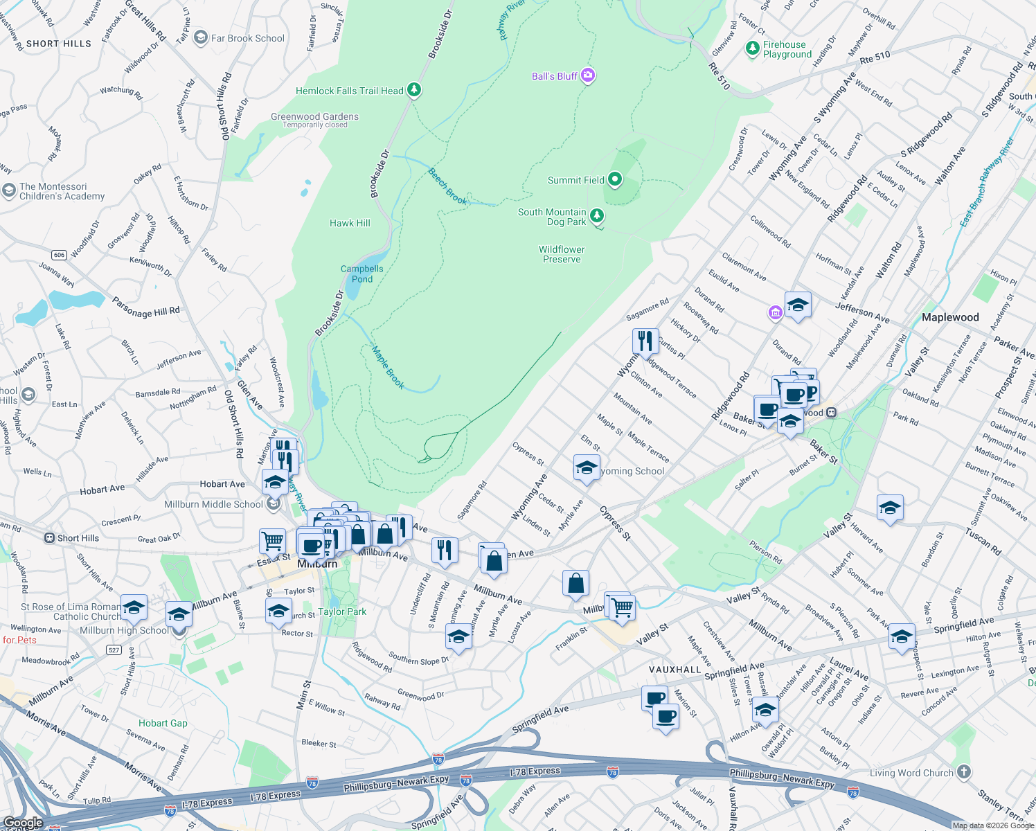 map of restaurants, bars, coffee shops, grocery stores, and more near 143 Sagamore Road in Essex County