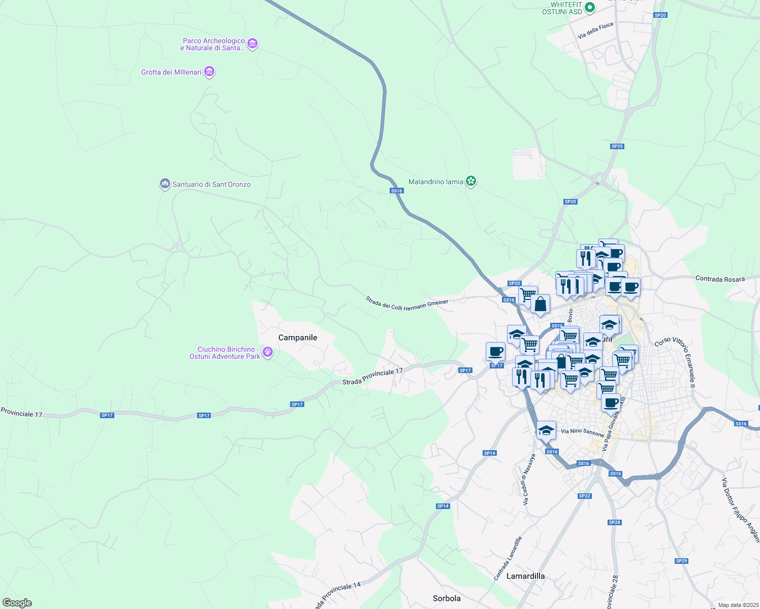 map of restaurants, bars, coffee shops, grocery stores, and more near in Province of Brindisi
