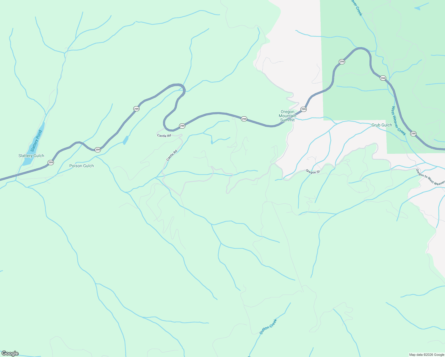 map of restaurants, bars, coffee shops, grocery stores, and more near Oregon Mountain Road in Trinity County