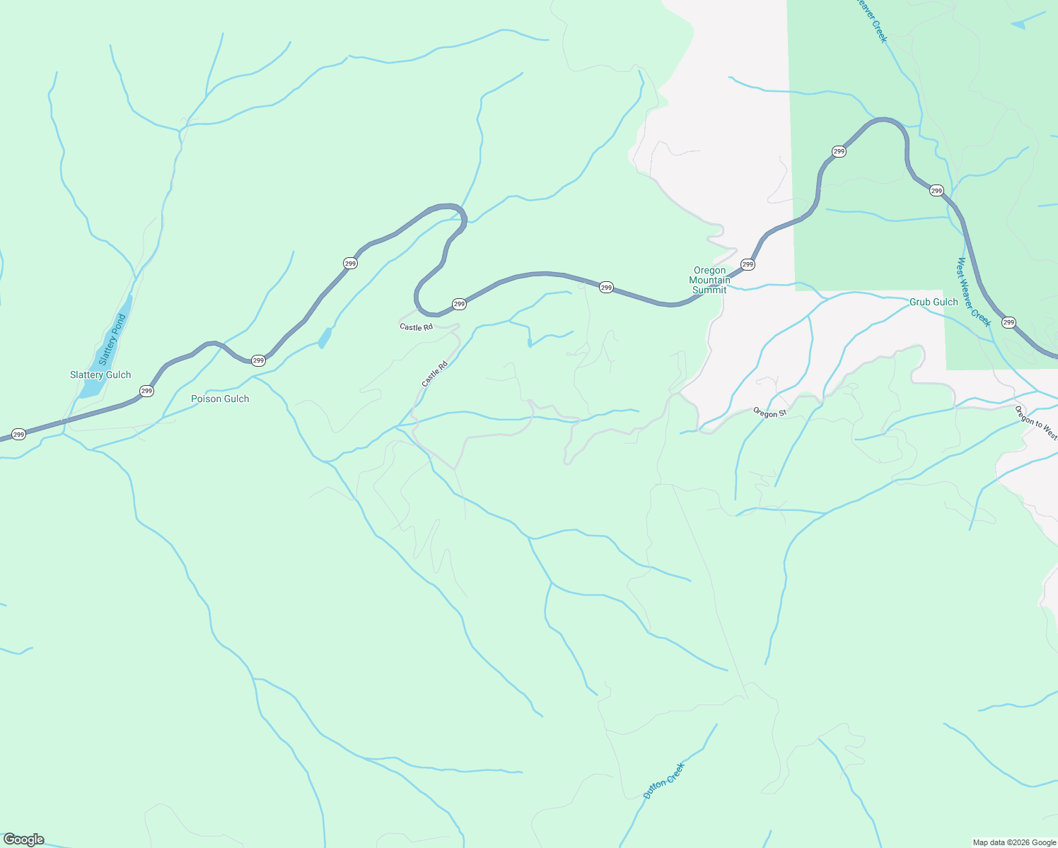 map of restaurants, bars, coffee shops, grocery stores, and more near Oregon Mountain Road in Trinity County