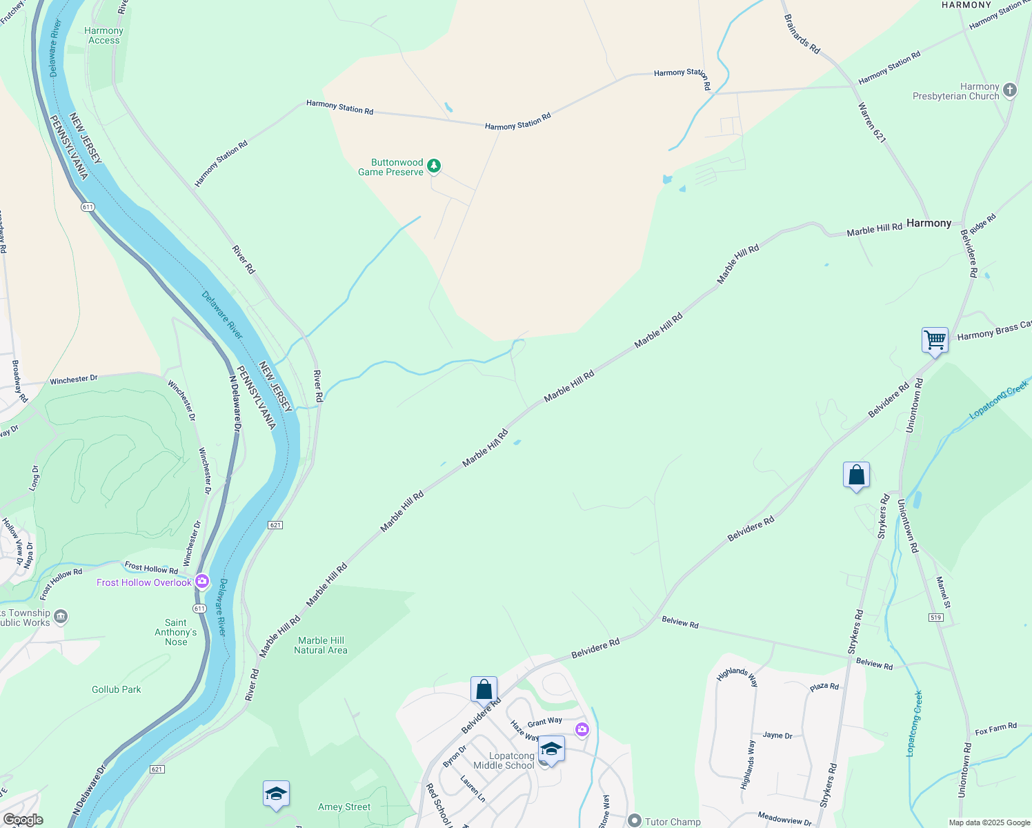 map of restaurants, bars, coffee shops, grocery stores, and more near 281 Marble Hill Road in Phillipsburg