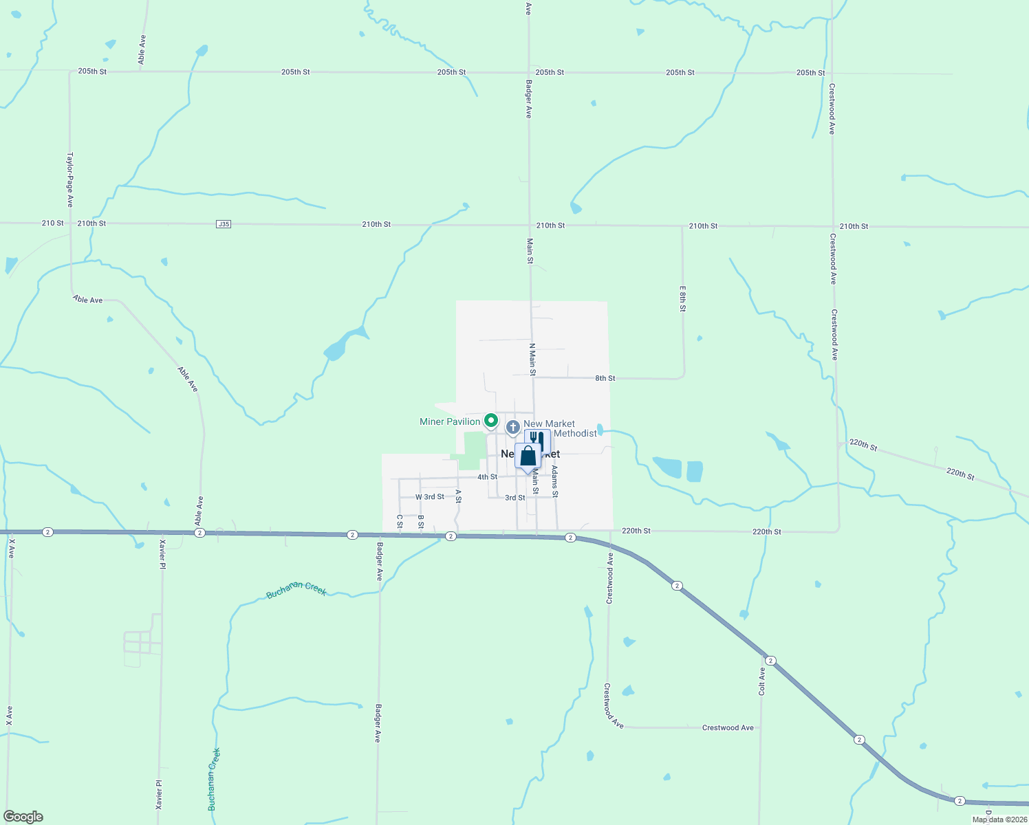 map of restaurants, bars, coffee shops, grocery stores, and more near 698 Washington St in New Market