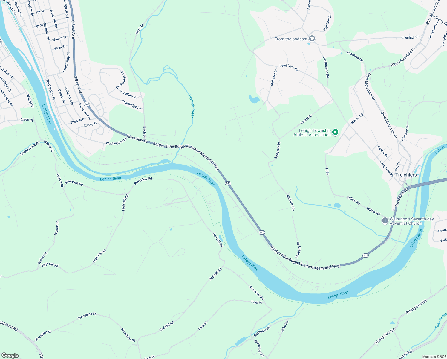 map of restaurants, bars, coffee shops, grocery stores, and more near 373 Riverview Dr in Walnutport
