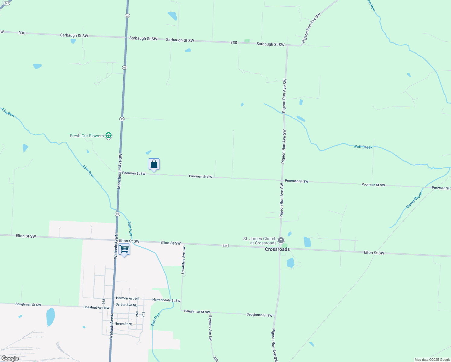 map of restaurants, bars, coffee shops, grocery stores, and more near 11958 Poorman Street Southwest in Navarre