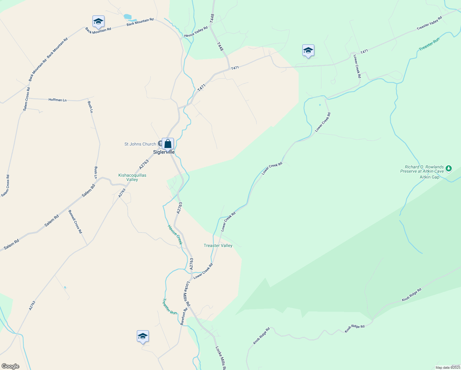 map of restaurants, bars, coffee shops, grocery stores, and more near 20 Hackaway Lane in Milroy