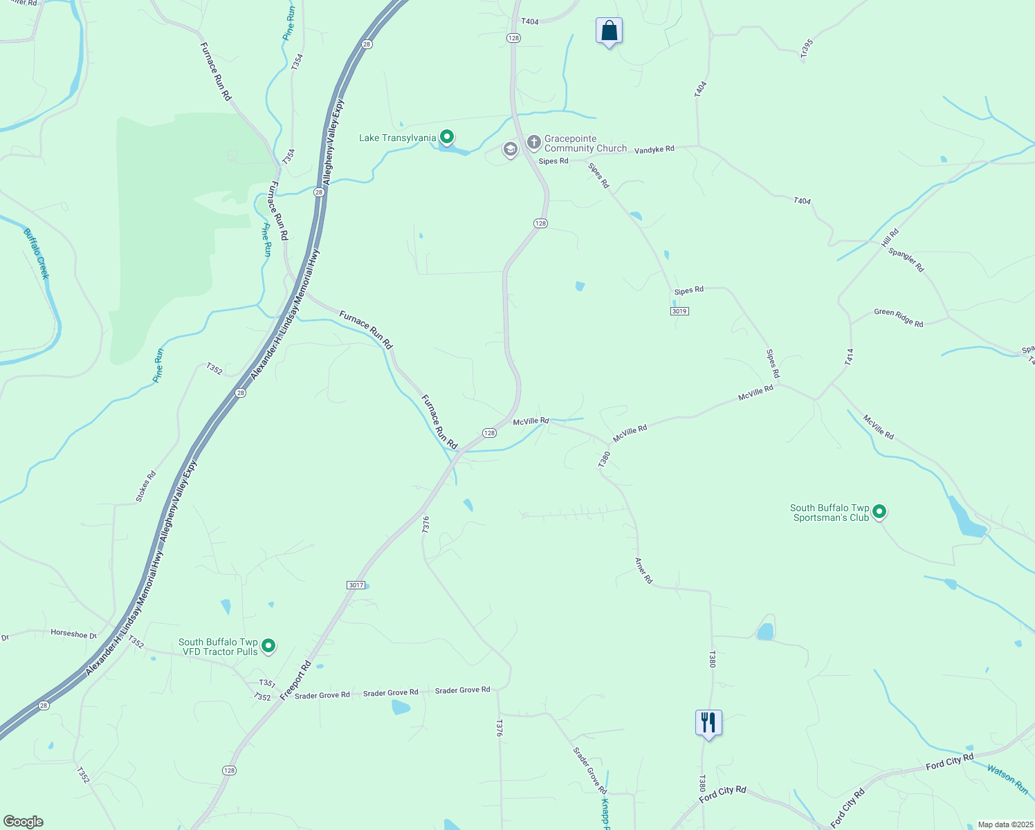 map of restaurants, bars, coffee shops, grocery stores, and more near 848 Freeport Road in Freeport