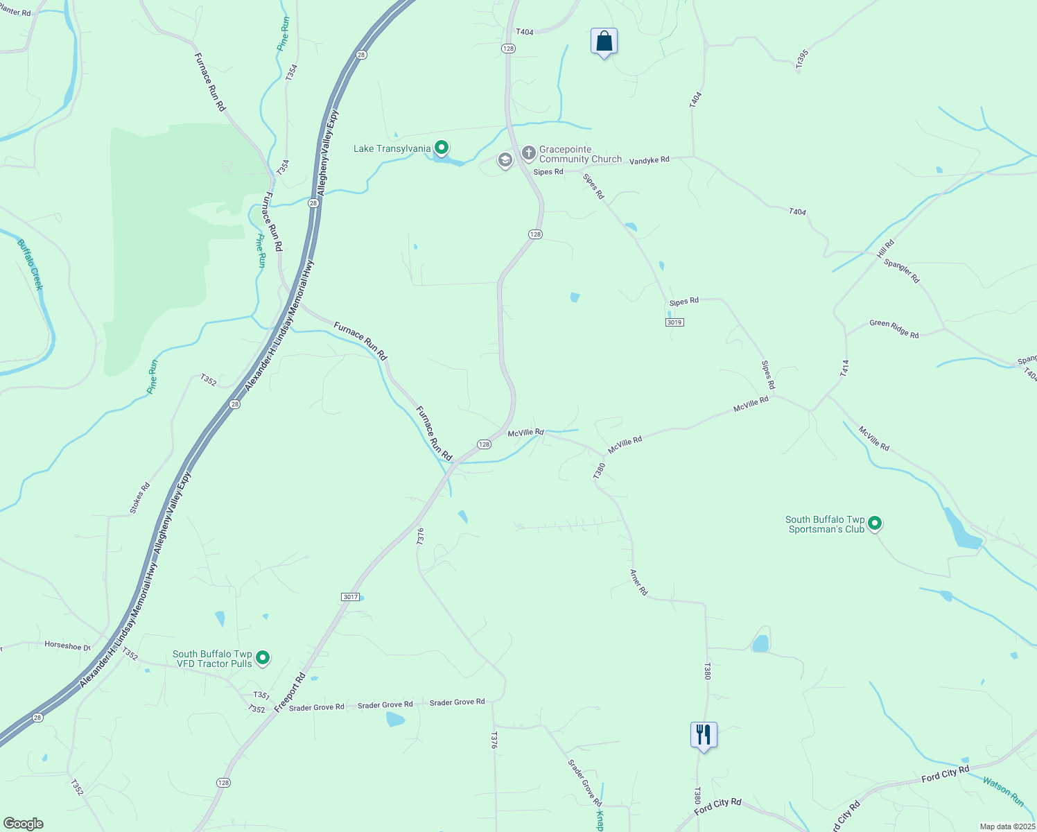 map of restaurants, bars, coffee shops, grocery stores, and more near 848 Freeport Road in Freeport