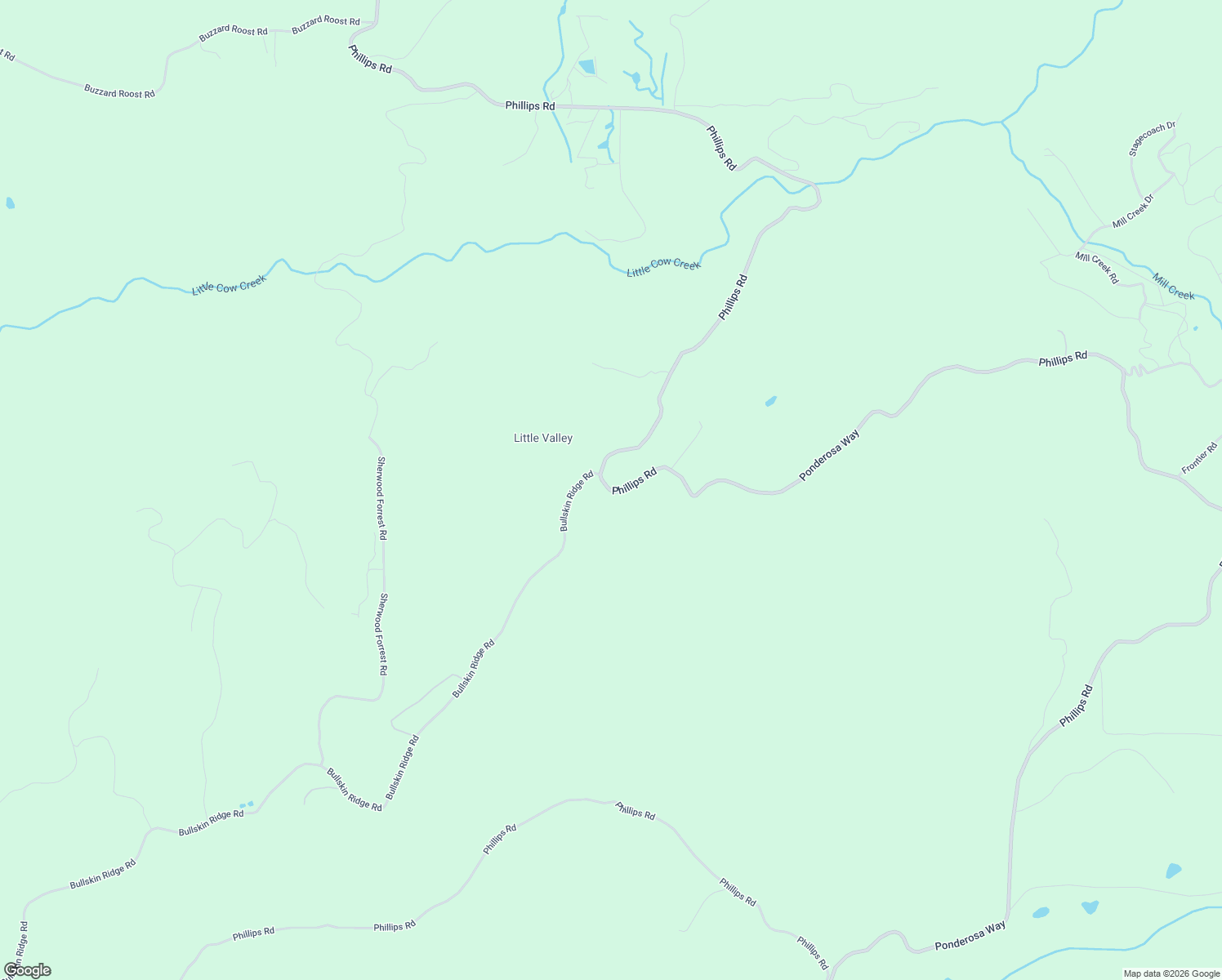 map of restaurants, bars, coffee shops, grocery stores, and more near Phillips Road in Oak Run