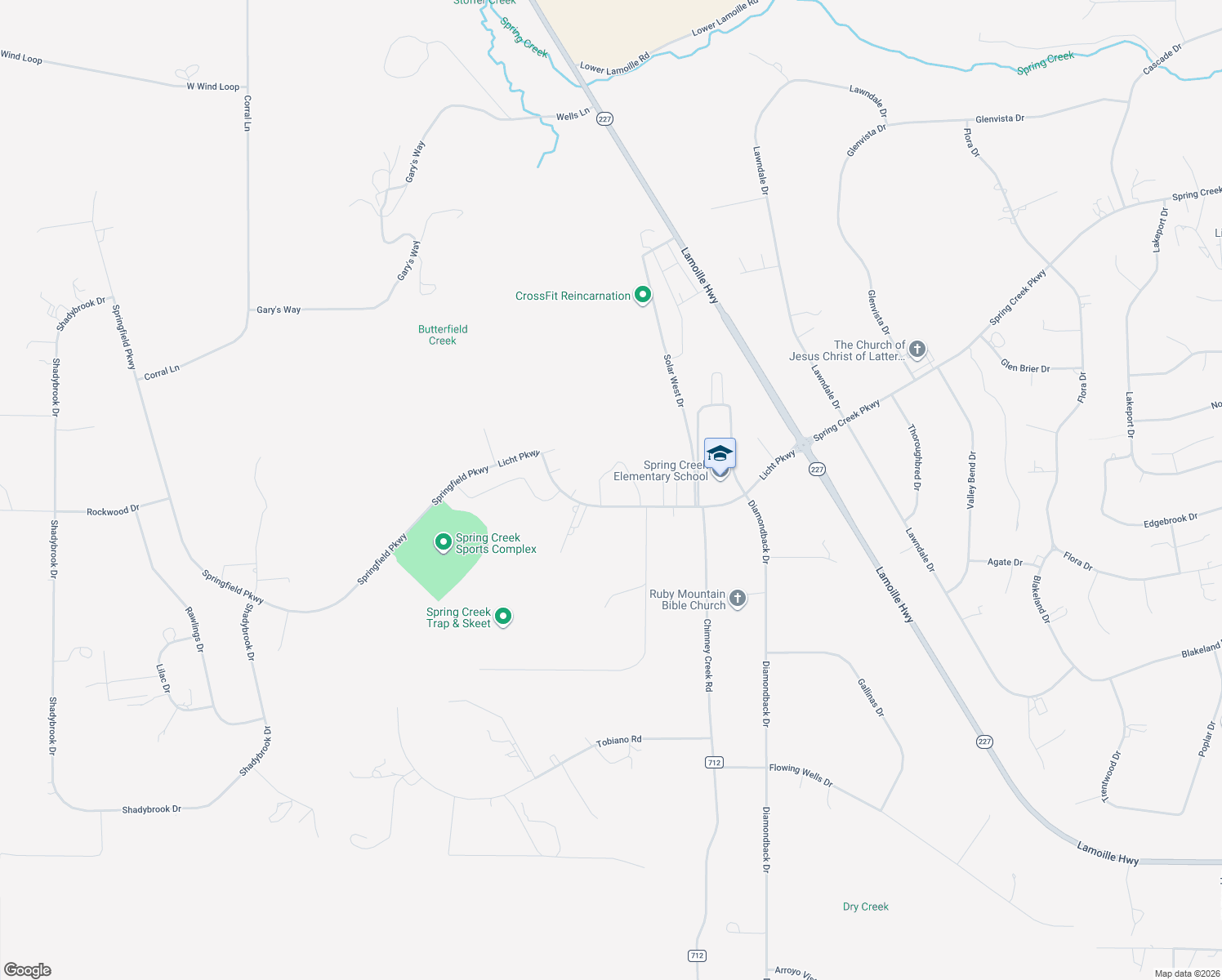 map of restaurants, bars, coffee shops, grocery stores, and more near 73 Licht Pkwy in Spring Creek