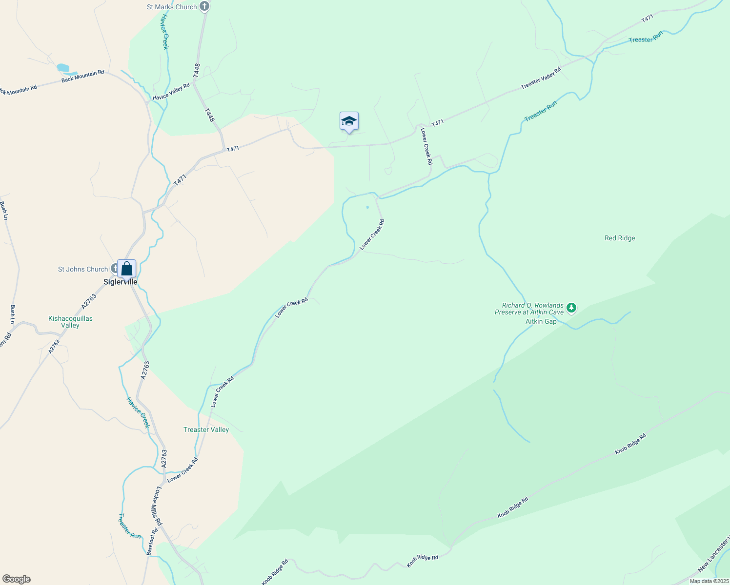 map of restaurants, bars, coffee shops, grocery stores, and more near 680 Lower Creek Road in Milroy