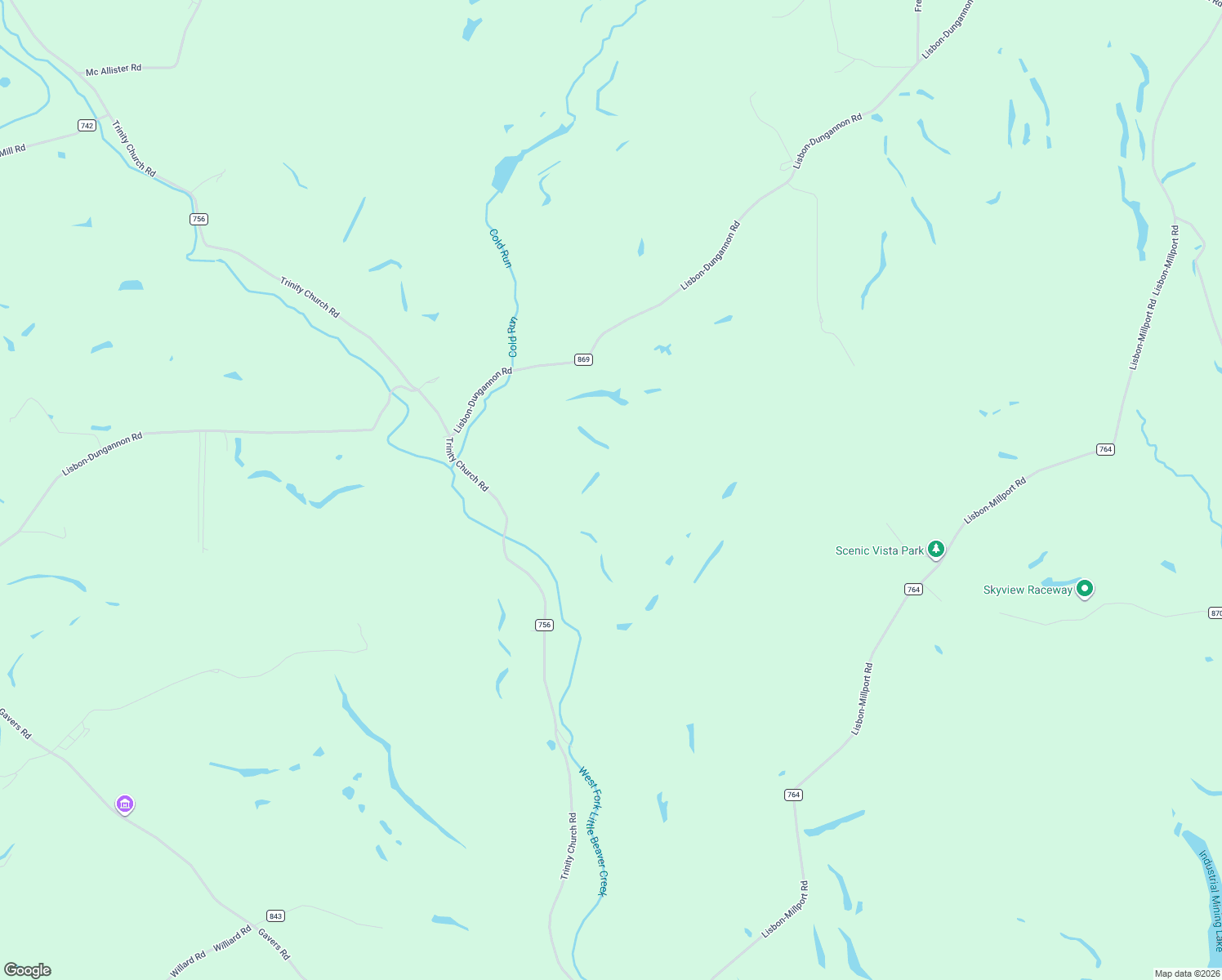 map of restaurants, bars, coffee shops, grocery stores, and more near 11160 Trinity Church Road in Lisbon