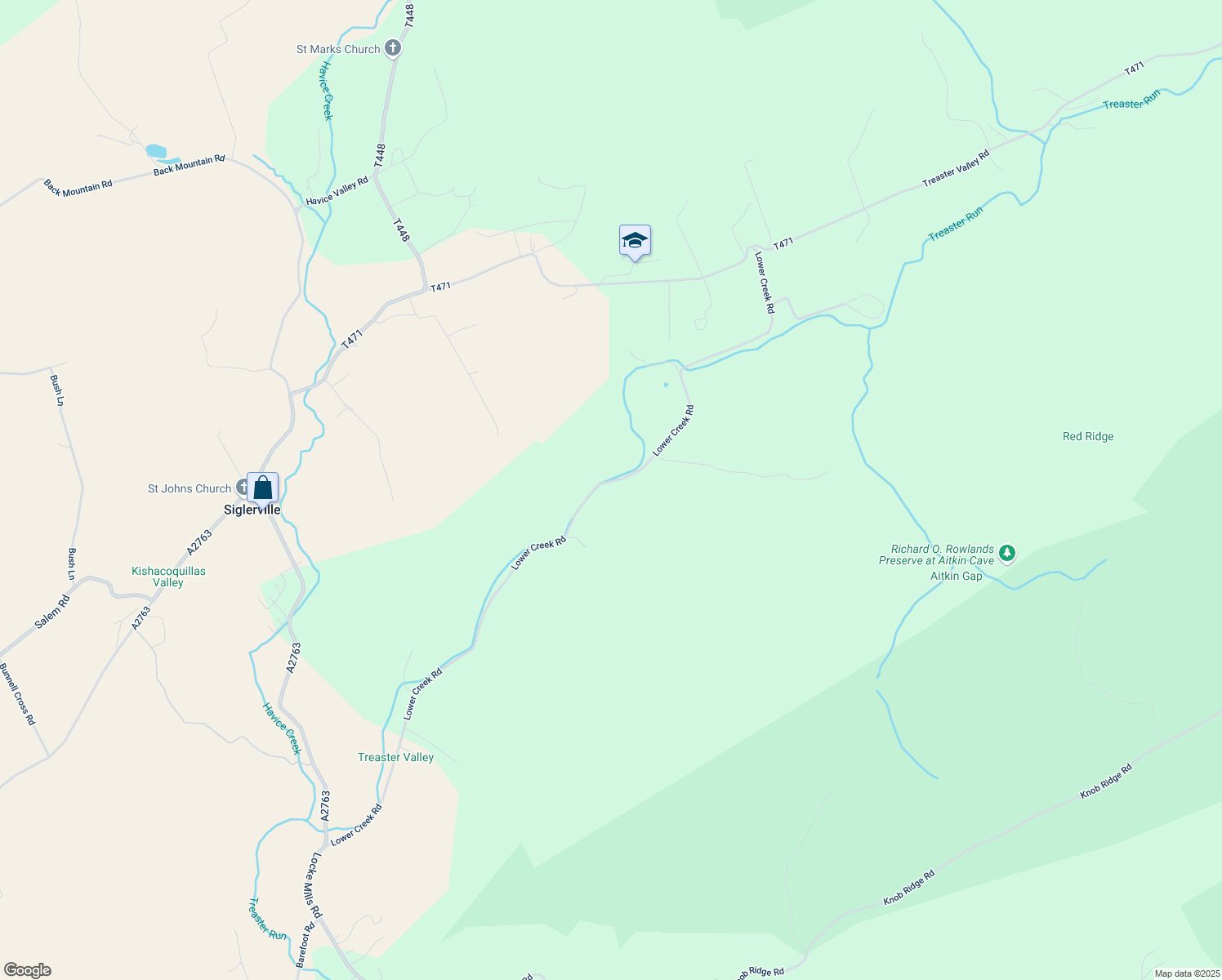map of restaurants, bars, coffee shops, grocery stores, and more near 682 Lower Creek Road in Milroy