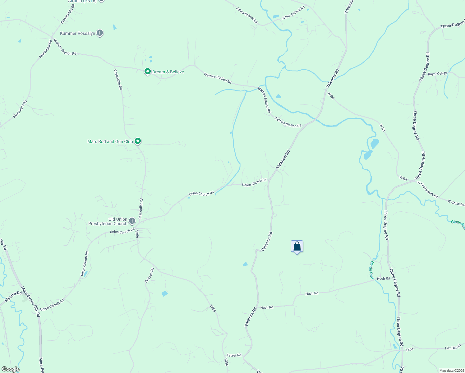 map of restaurants, bars, coffee shops, grocery stores, and more near 101-199 Shady Farm Ln in Mars