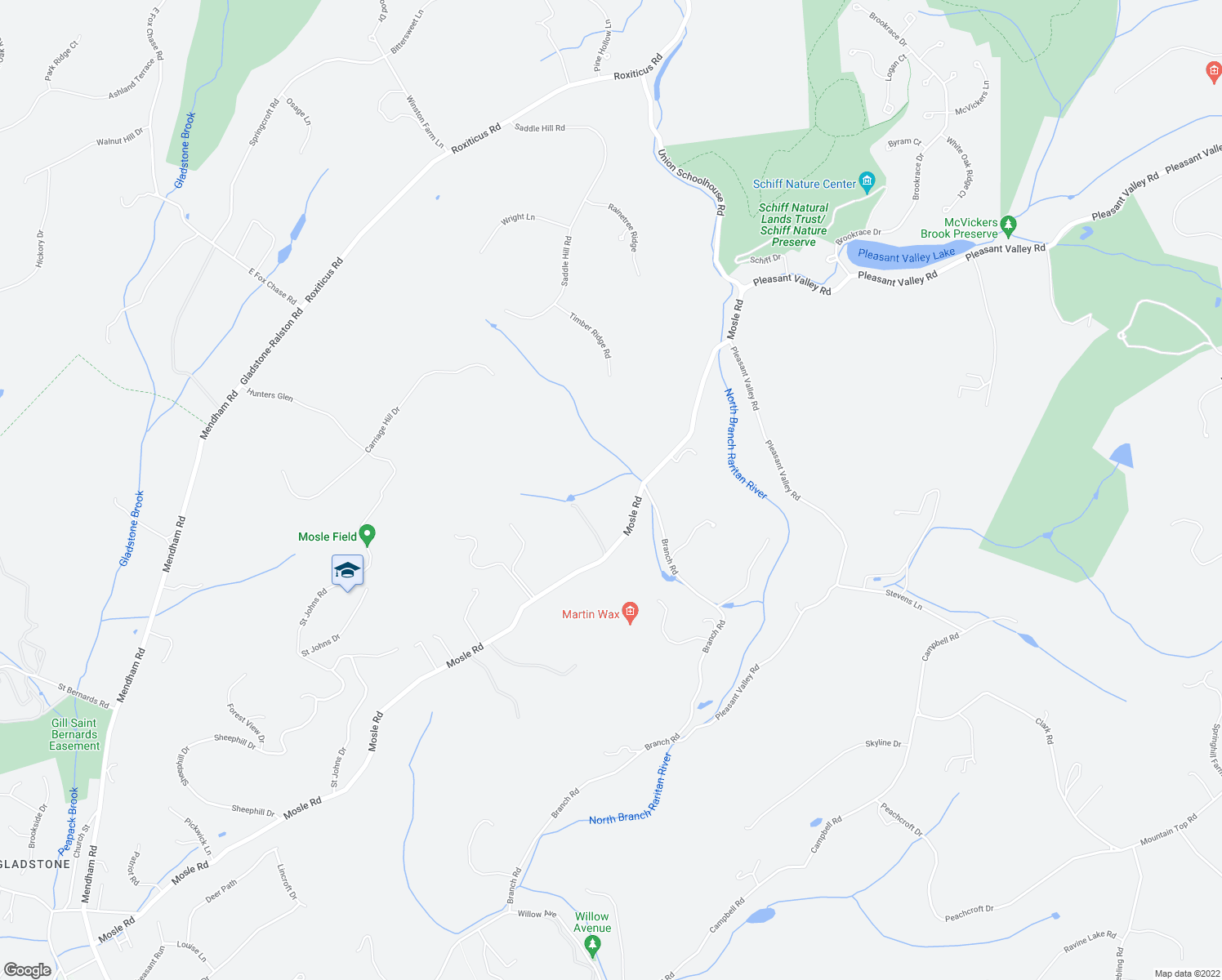 map of restaurants, bars, coffee shops, grocery stores, and more near 119 Mosle Road in Far Hills