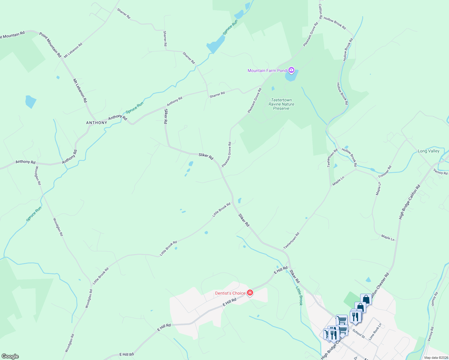 map of restaurants, bars, coffee shops, grocery stores, and more near 8 White Tail Lane in Glen Gardner