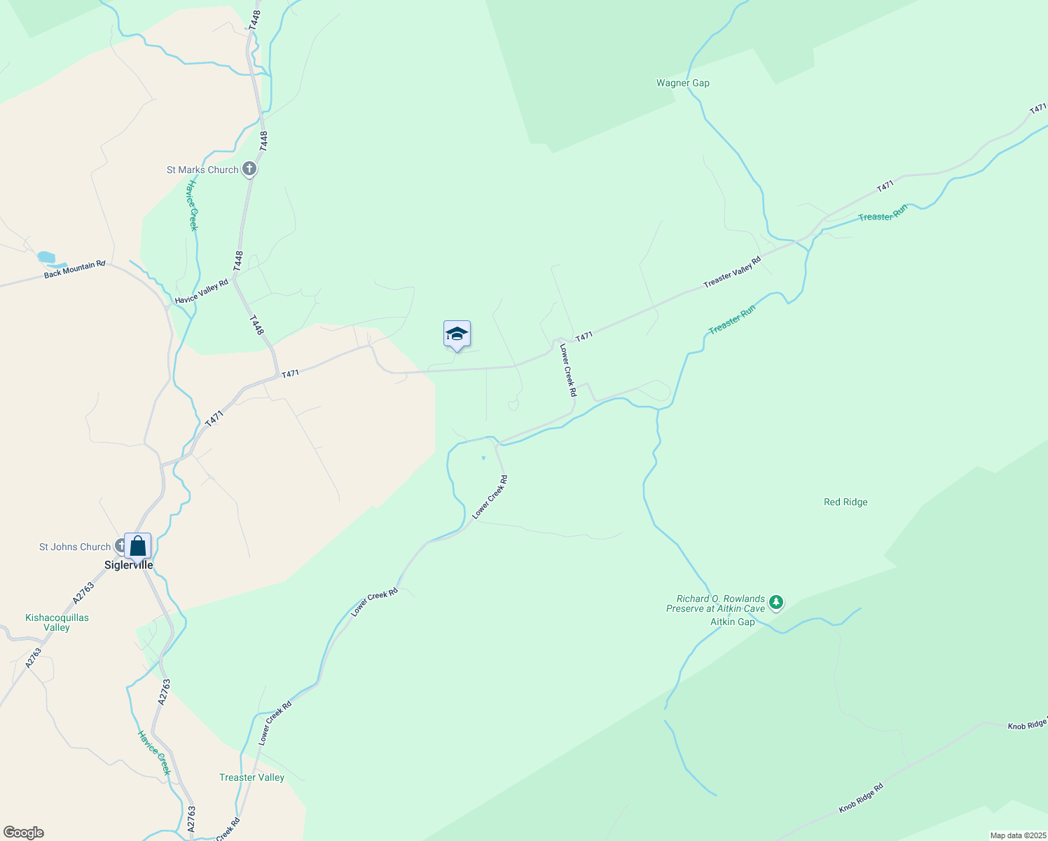 map of restaurants, bars, coffee shops, grocery stores, and more near 951 Lower Creek Road in Milroy