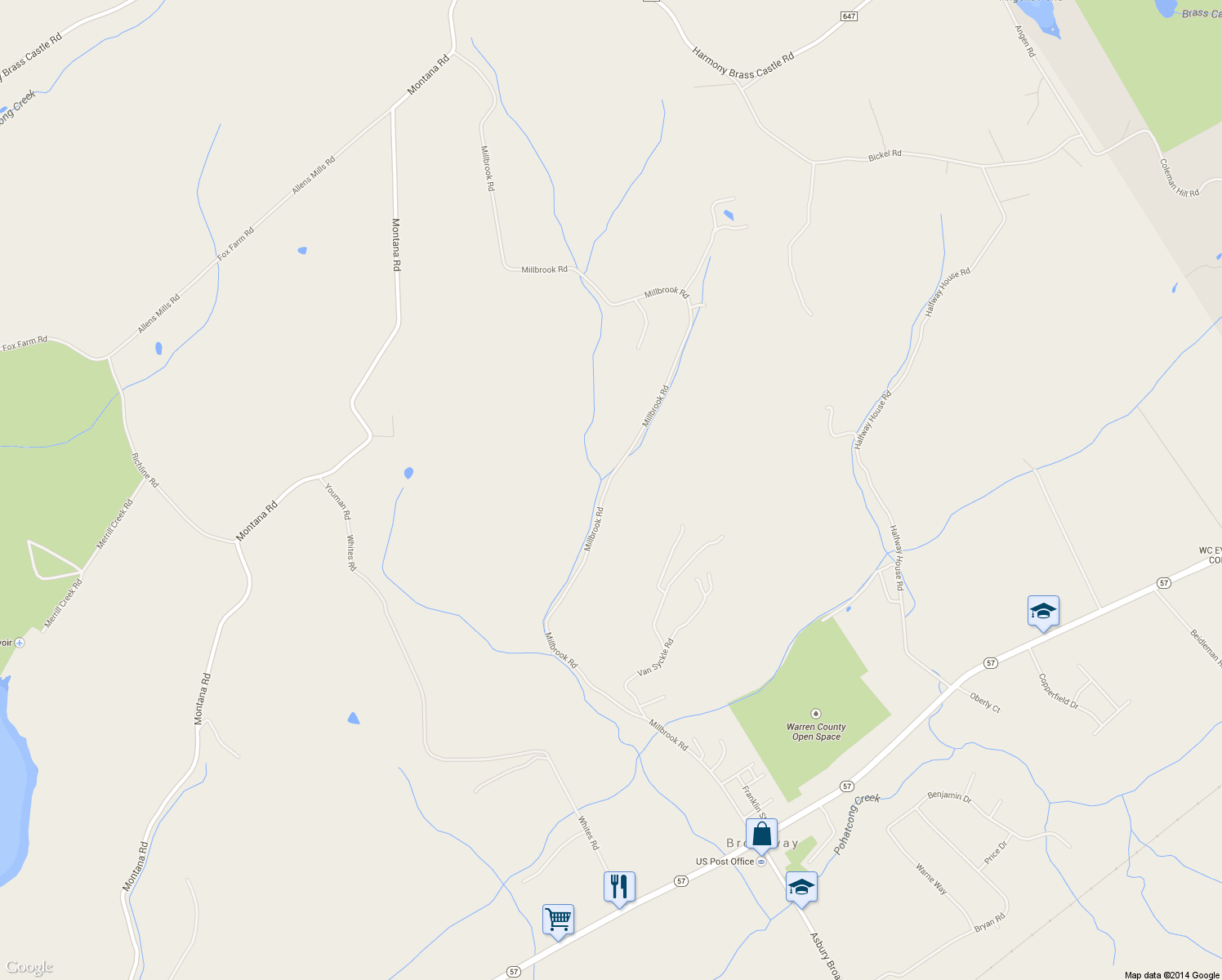 map of restaurants, bars, coffee shops, grocery stores, and more near 156 Millbrook Road in Washington