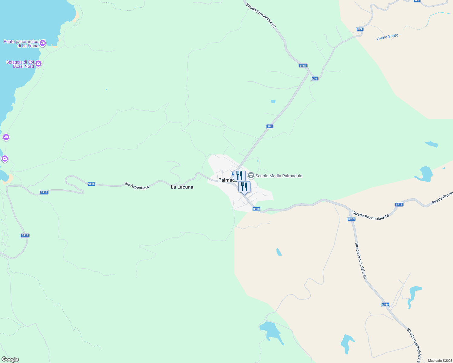 map of restaurants, bars, coffee shops, grocery stores, and more near in Palmadula