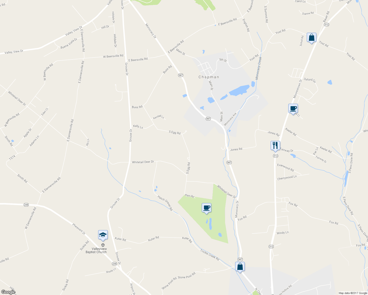 map of restaurants, bars, coffee shops, grocery stores, and more near 291 S Egg Rd in Bath